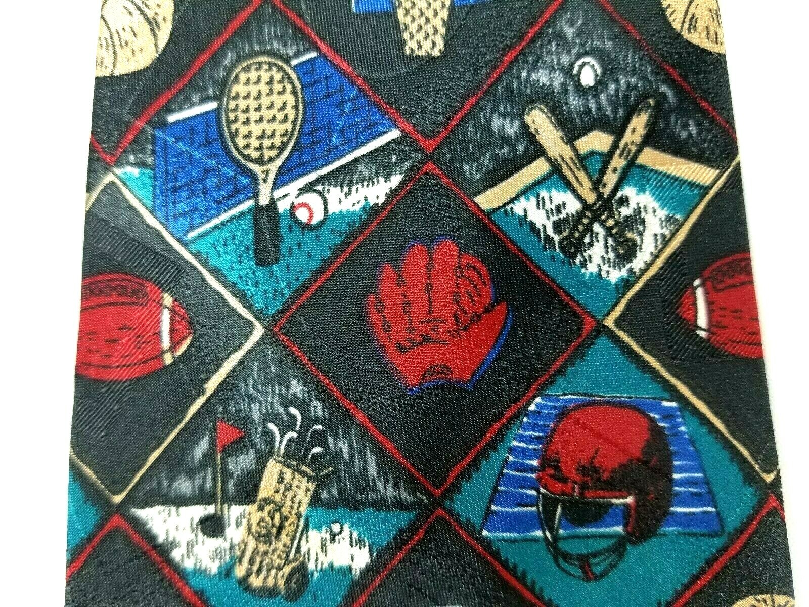 Thinking Of You Necktie Tie Men Multicolor Sports Baseball Football EUC