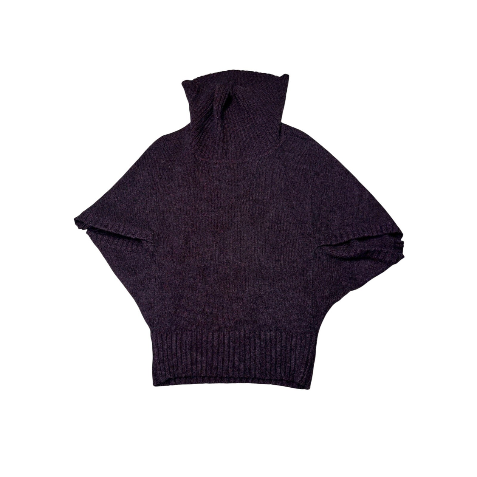 Eileen Fisher Merino Wool Baby Camel Turtleneck Batwing Sweater Purple XS