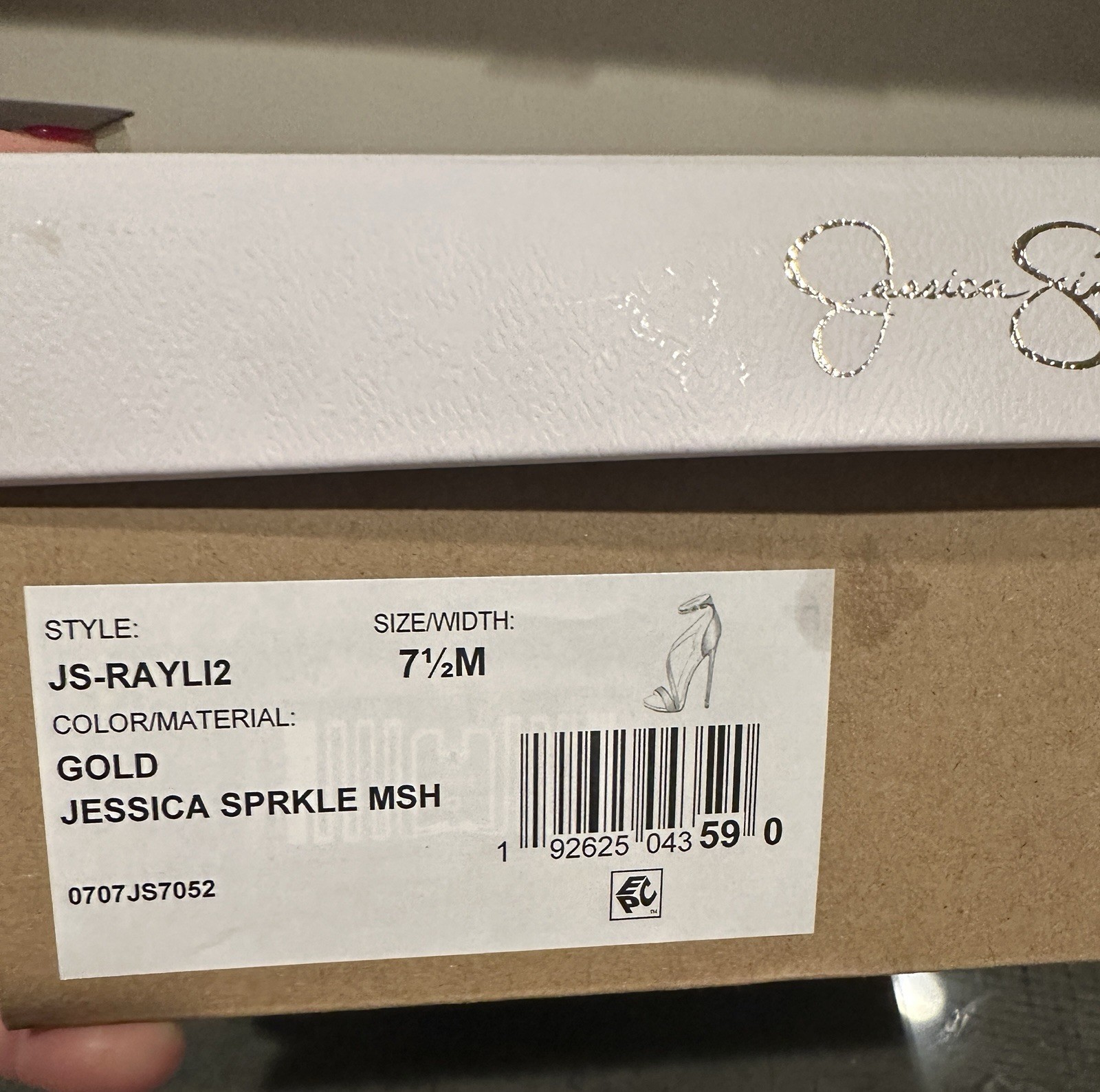 Jessica Simpson Gold Glitter Strappy Heels Women’s Size 7.5 M Open Toe Elegant