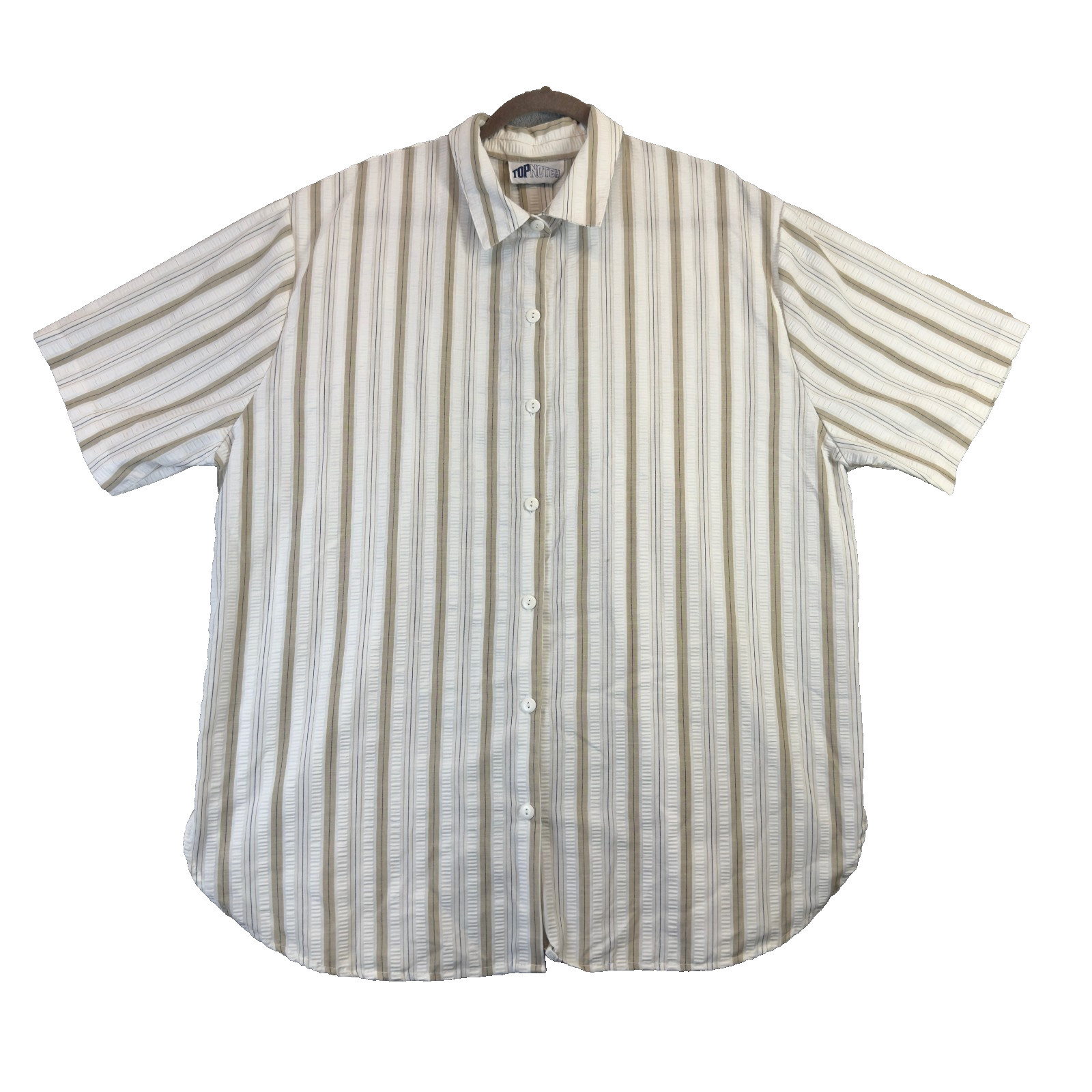 Top Notch Shirt Women Plus 22W-24W White Striped Short Sleeve Button Up VTG 80s