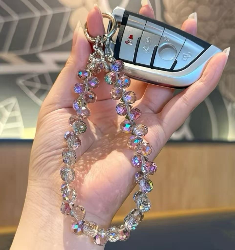 Crystal Glass Beaded Key Chain Cute Keychain Gift for Women Bag Charm