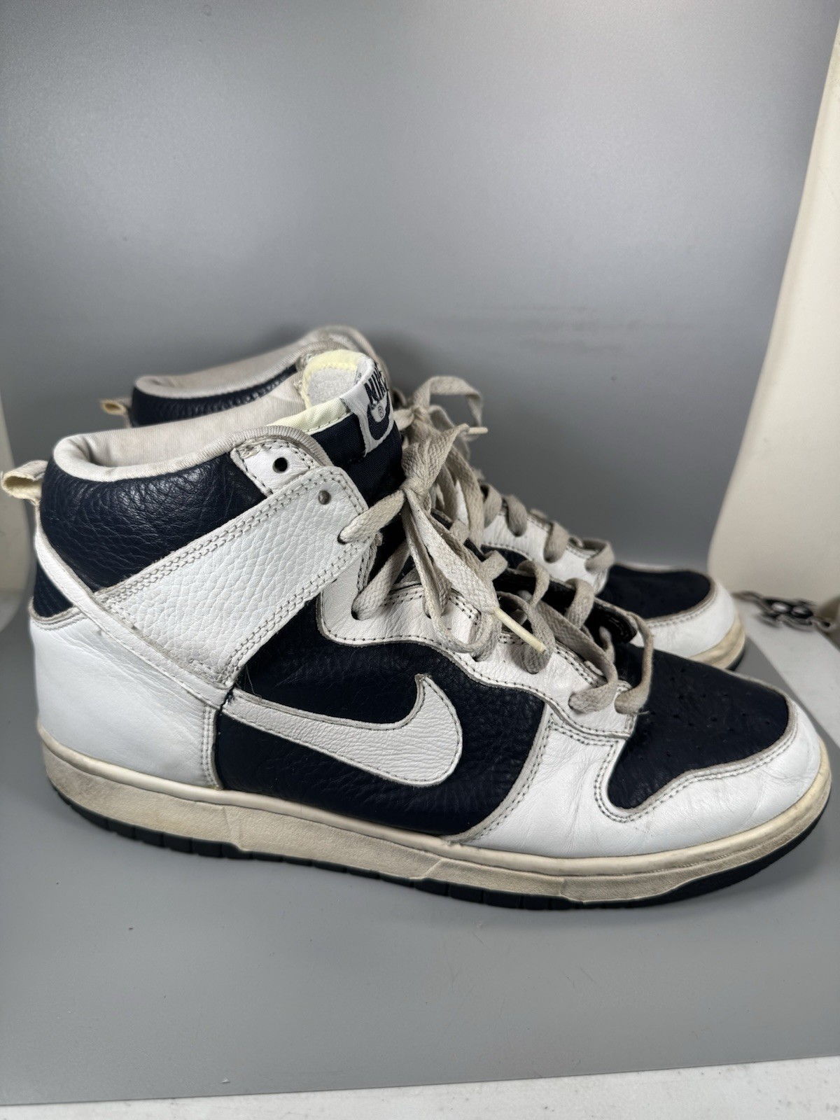 Nike Dunk High White Navy 830383-412 Men’s 10.5 Vintage 2000 Used
