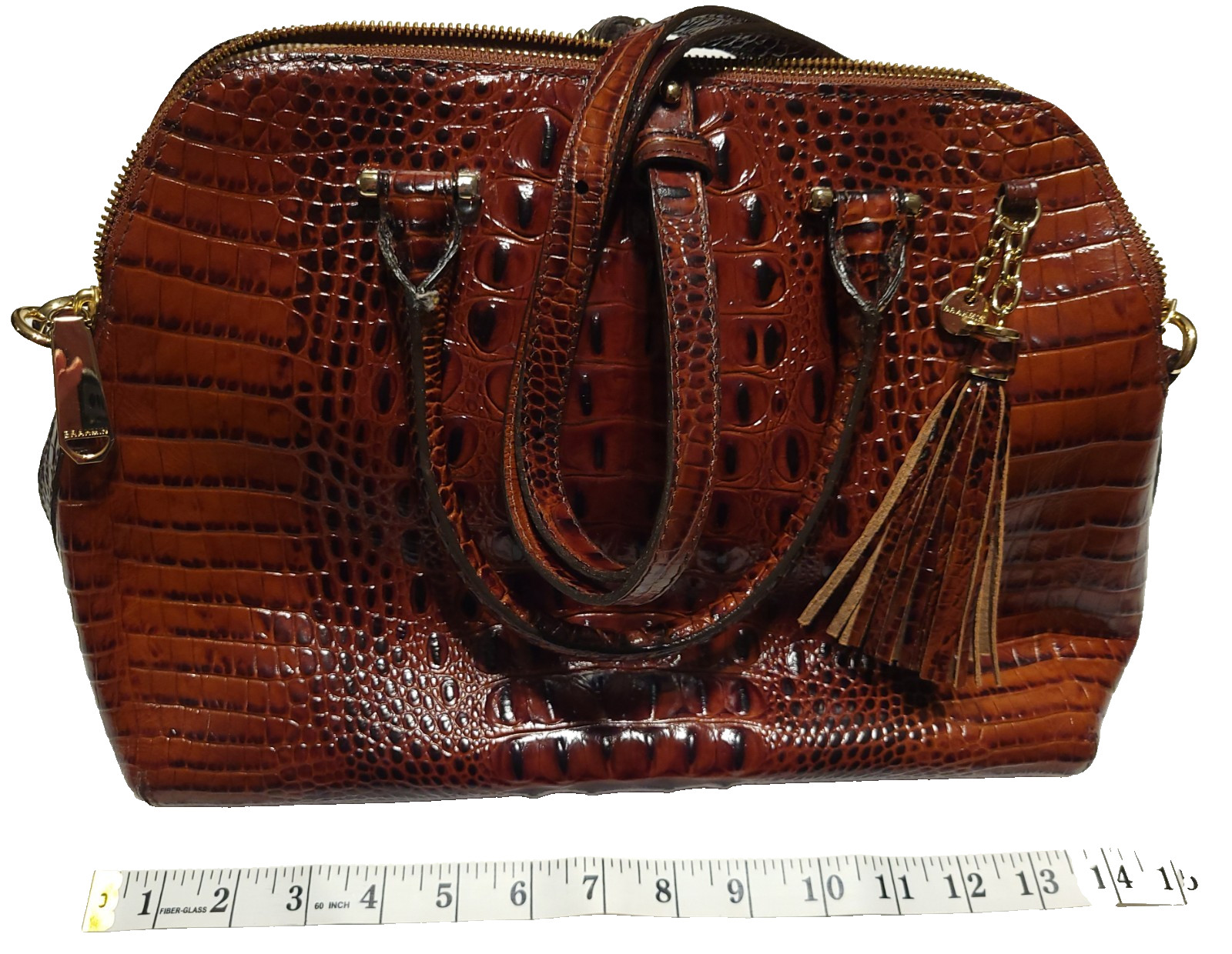 Brahmin SYDNEY PECAN Melbourne Satchel Shoulder Bag Brown Croc-Embossed NWT