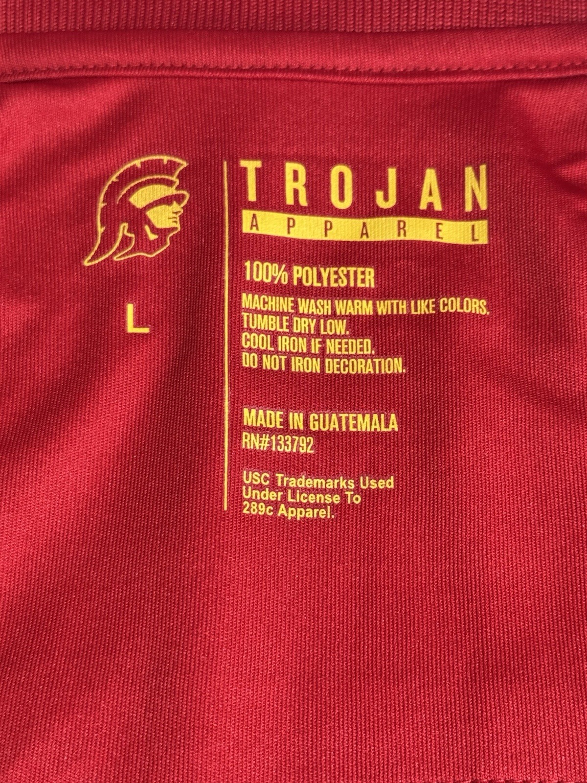 Pre Owned Excellent USC Trojans Apparel Polo Short Sleeve Shirt Red Men Sz Large