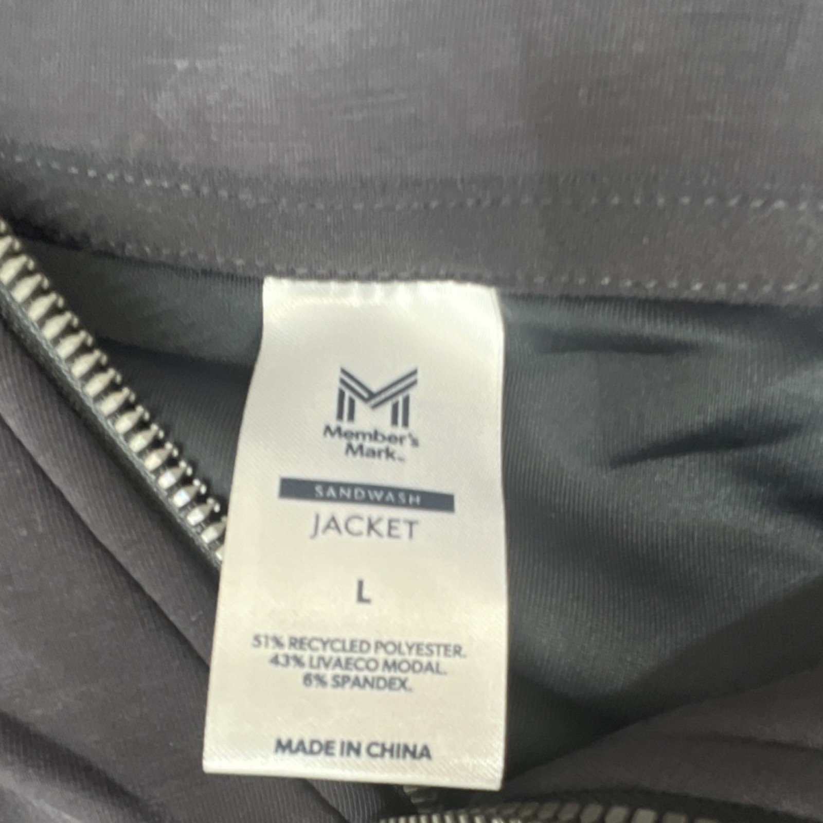 Member’s Mark Sandwash Jacket Black L Relaxed Fit Full Zip Mock Collar Pockets