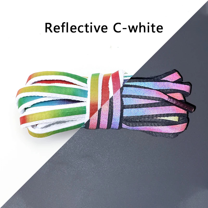 Flat Round Reflective Shoelaces Luminous Semicircle Shoelace Colorful Starry Las
