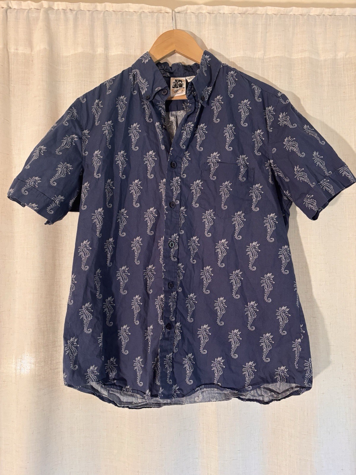 Kennington Blue Seahorse Sea Dragon Cotton Print, Size L