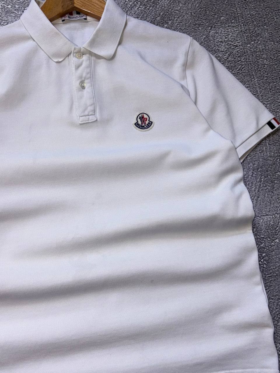 Authentic Moncler Polo Shirt White Red Blue Size S Logo