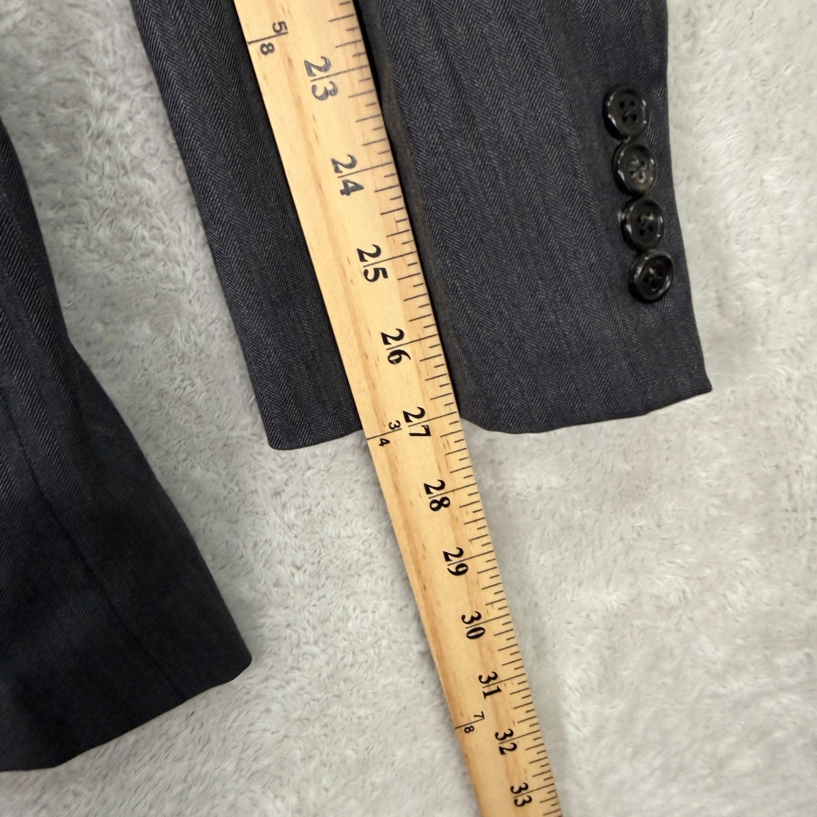 Hickey Freeman Men 40XL Slim Fit Madison Suit Grey Herringbone Wool 34×32 USA