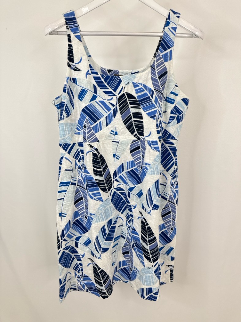 Tommy Bahama Tank Comfy Casual Travel Beach Size L Blue Print Women Dress