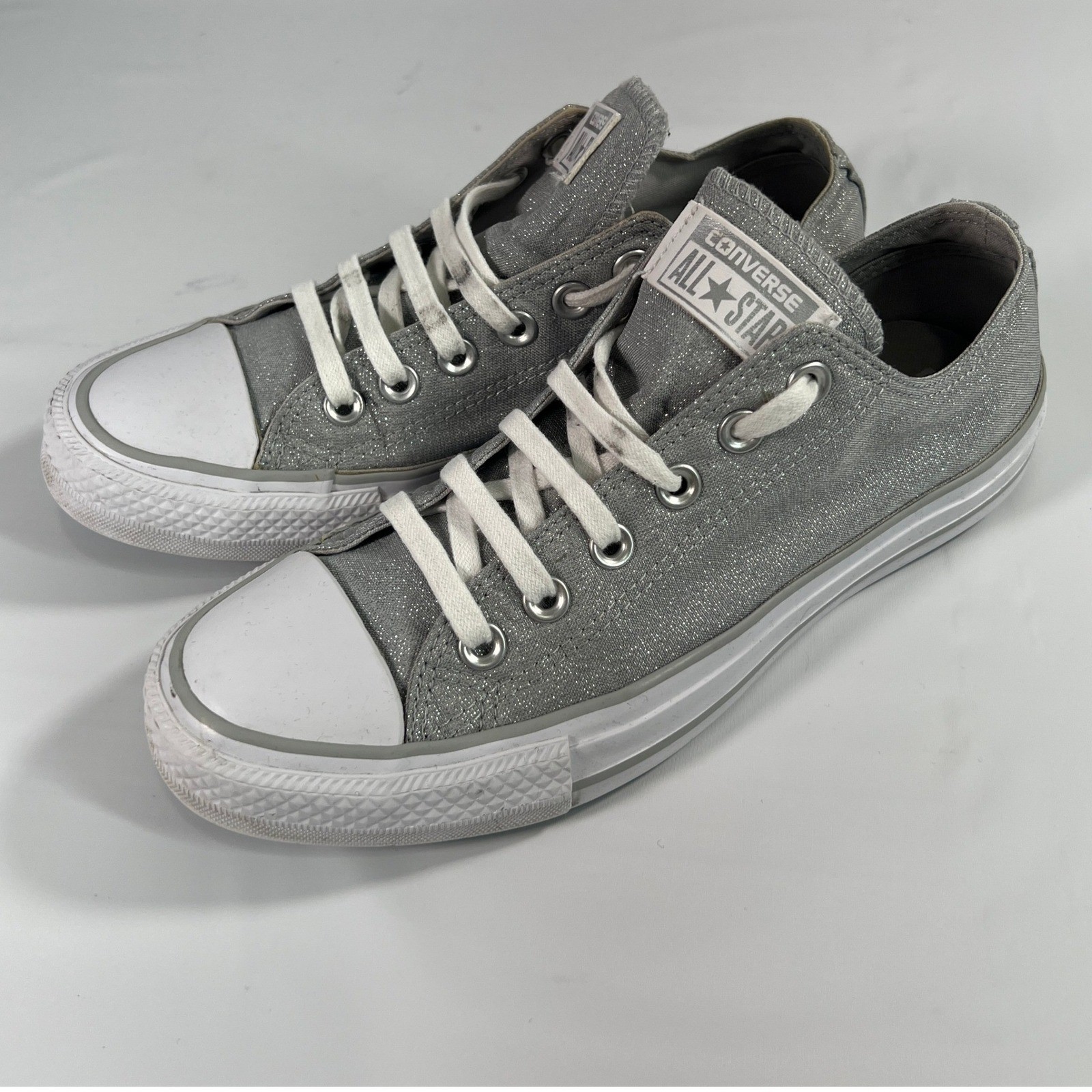 Converse Chuck Taylor Madison Ox Sneaker Silver Sparkle / Mercury Grey Womens 8