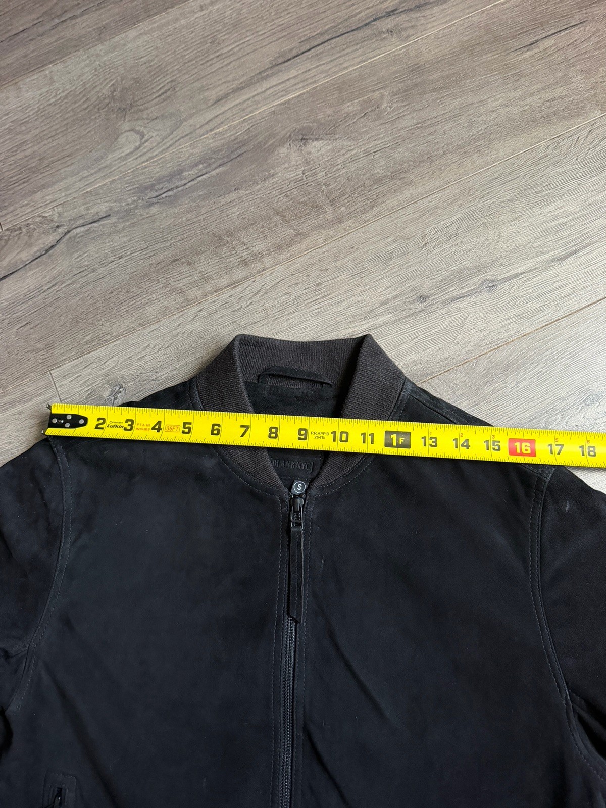 BLANKNYC Men’s Black Leather Bomber Jacket S Full Zip Pockets Lined
