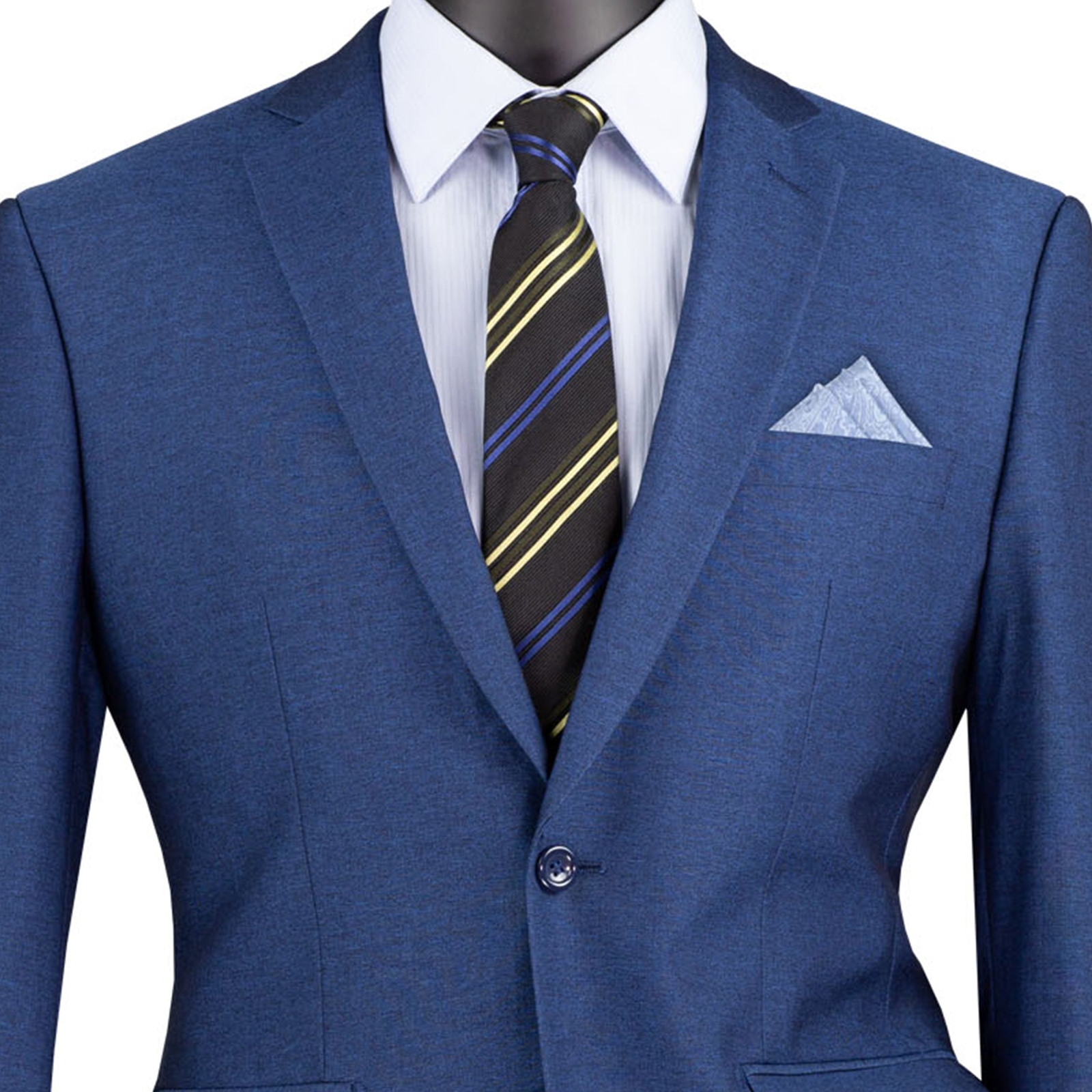 VINCI Men’s Blue Textured Weave 2 Button Slim Fit Suit NEW
