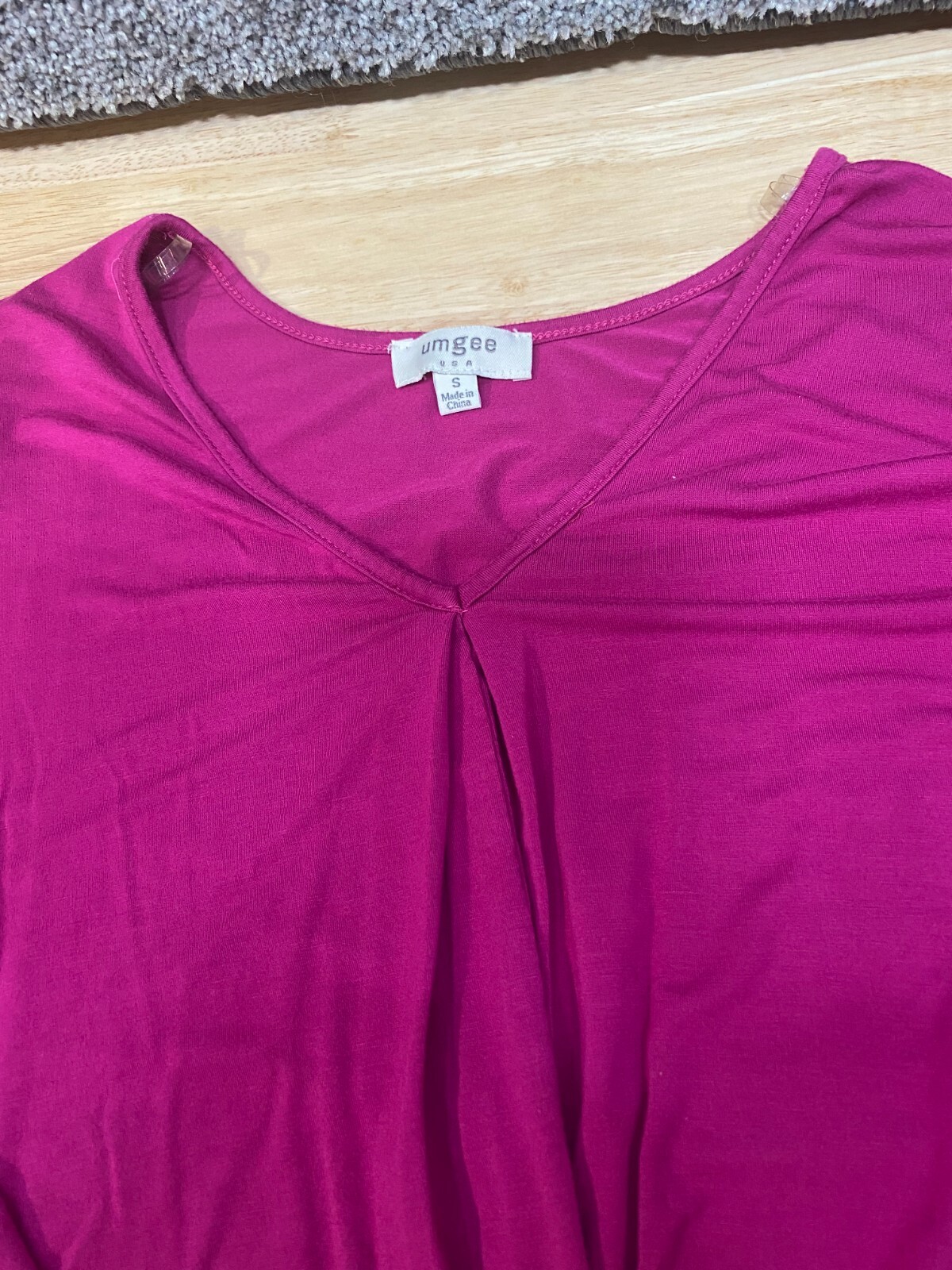 Umgee Small Twist Front Blouse Oversized Slouchy Casual Top V Neck Boxy