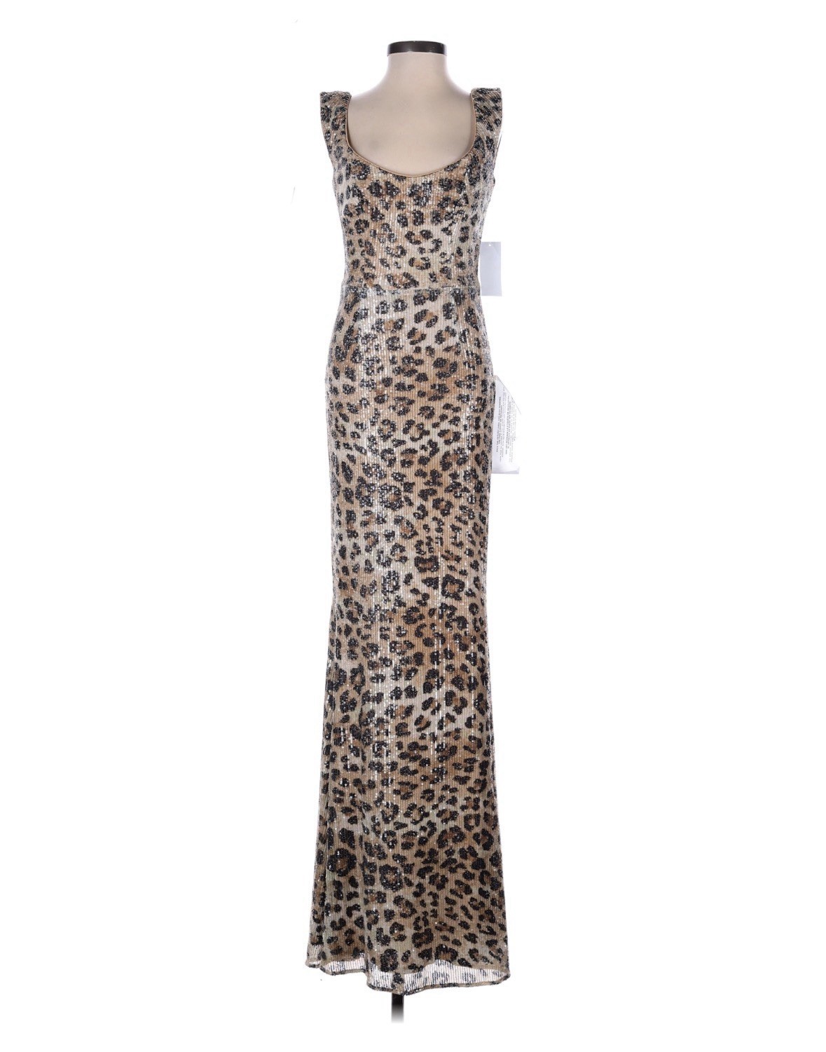 Dress The Population Leopard Print Cocktail Long Dress, Size-M