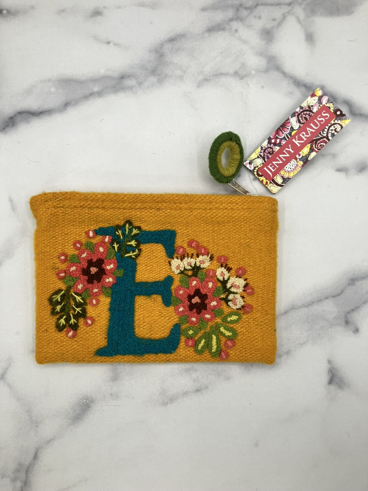 Jenny Krauss Love Letters Wool Floral Clutch- Made in Peru NWT 6 x 8 inches