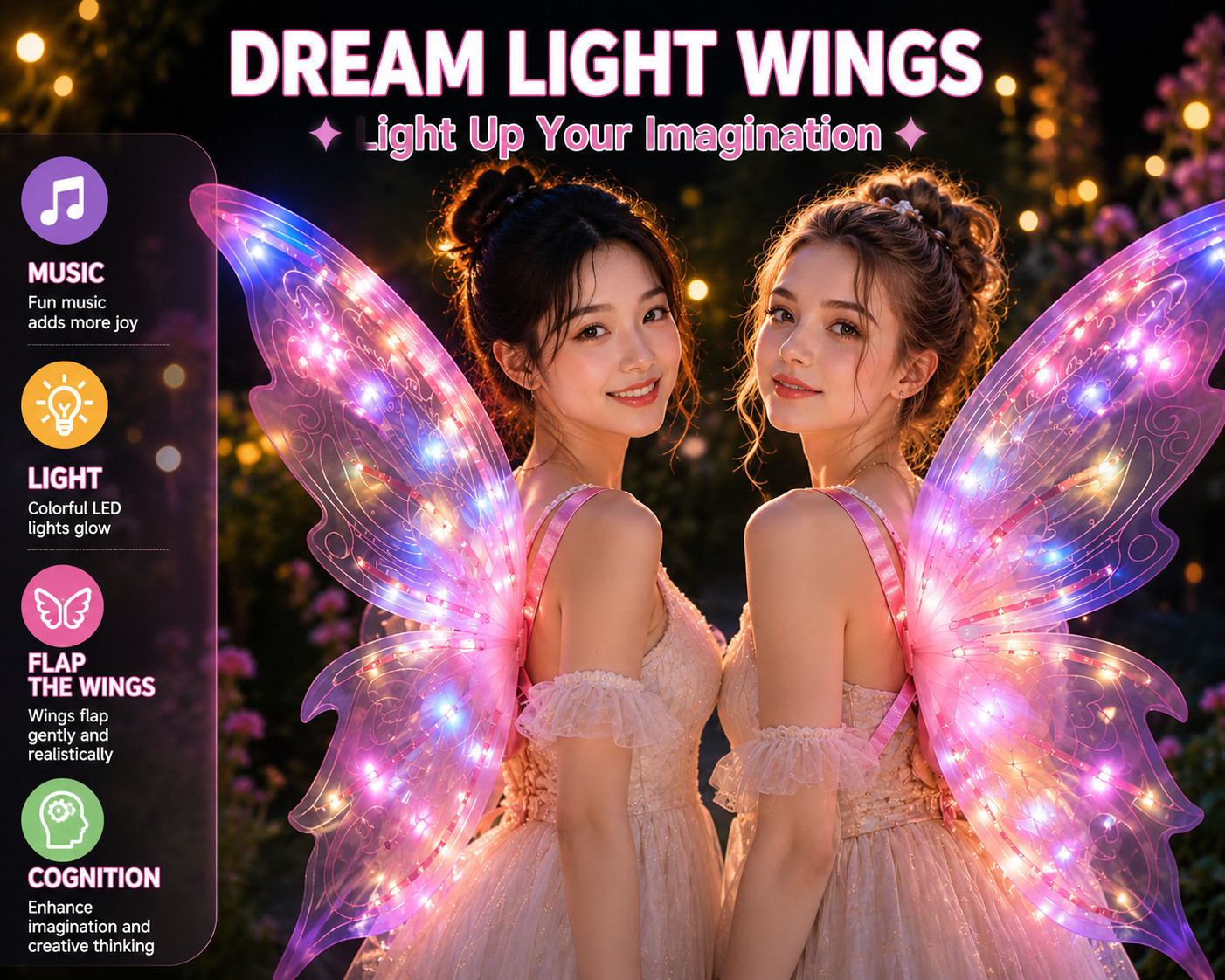 Light Up Butterfly Wings LED Flapping Fairy Costume for Kids & Adults Costume PT