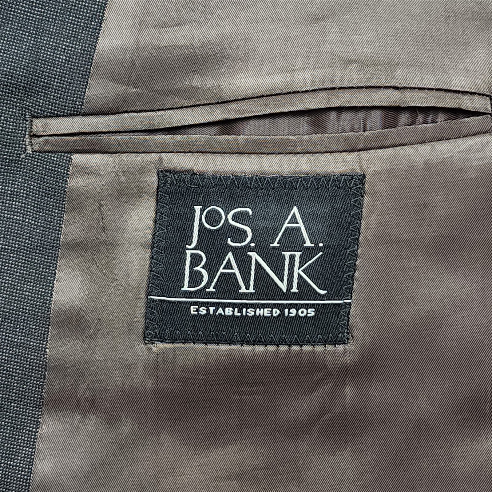 Jos A Bank 56R 50×28 Gray Nailhead 100% Wool 2Btn 2Pc Mens Jacket Pants Suit