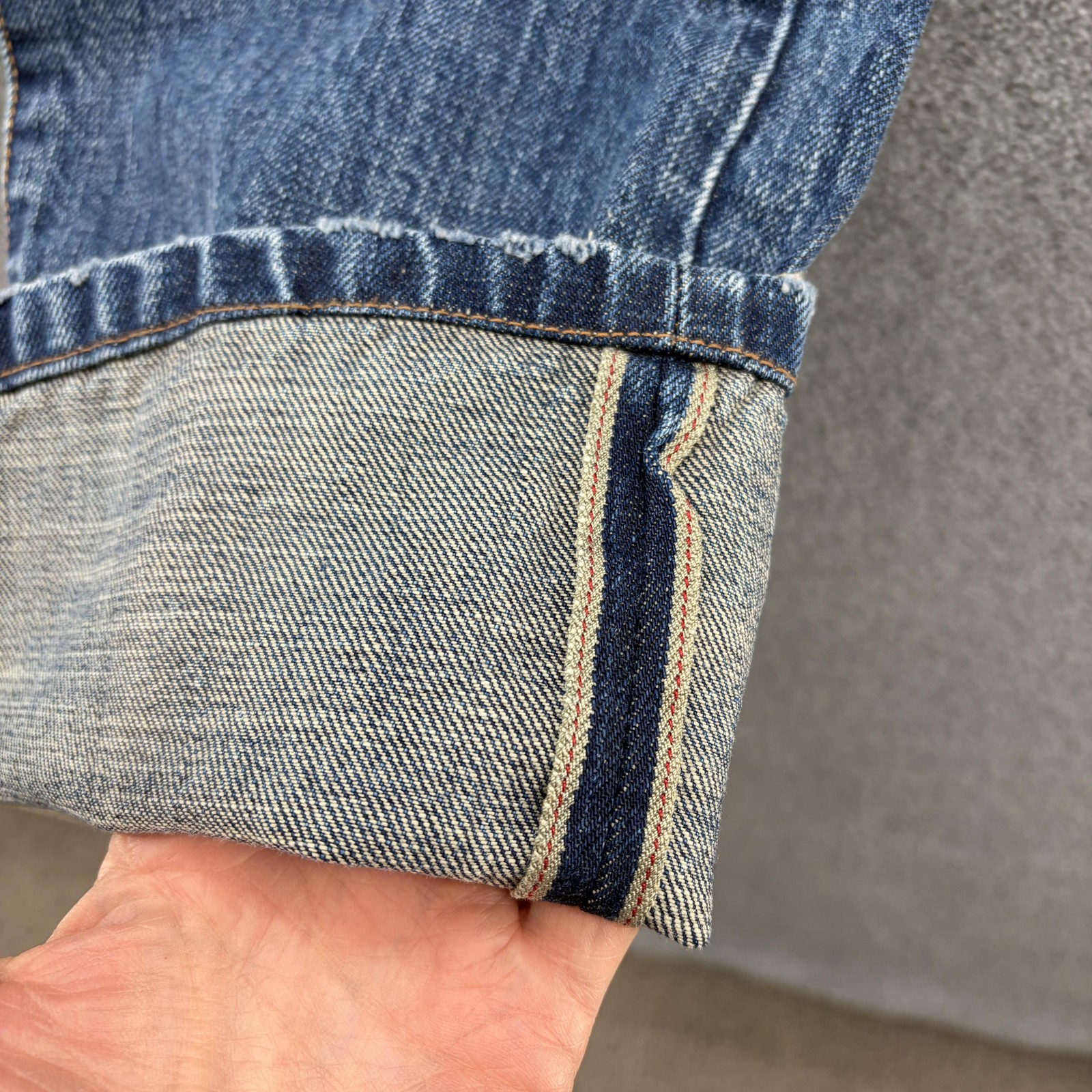Taylor Stitch Democratic Jeans Mens 32×32 Blue Selvage Button Fly Denim Organic