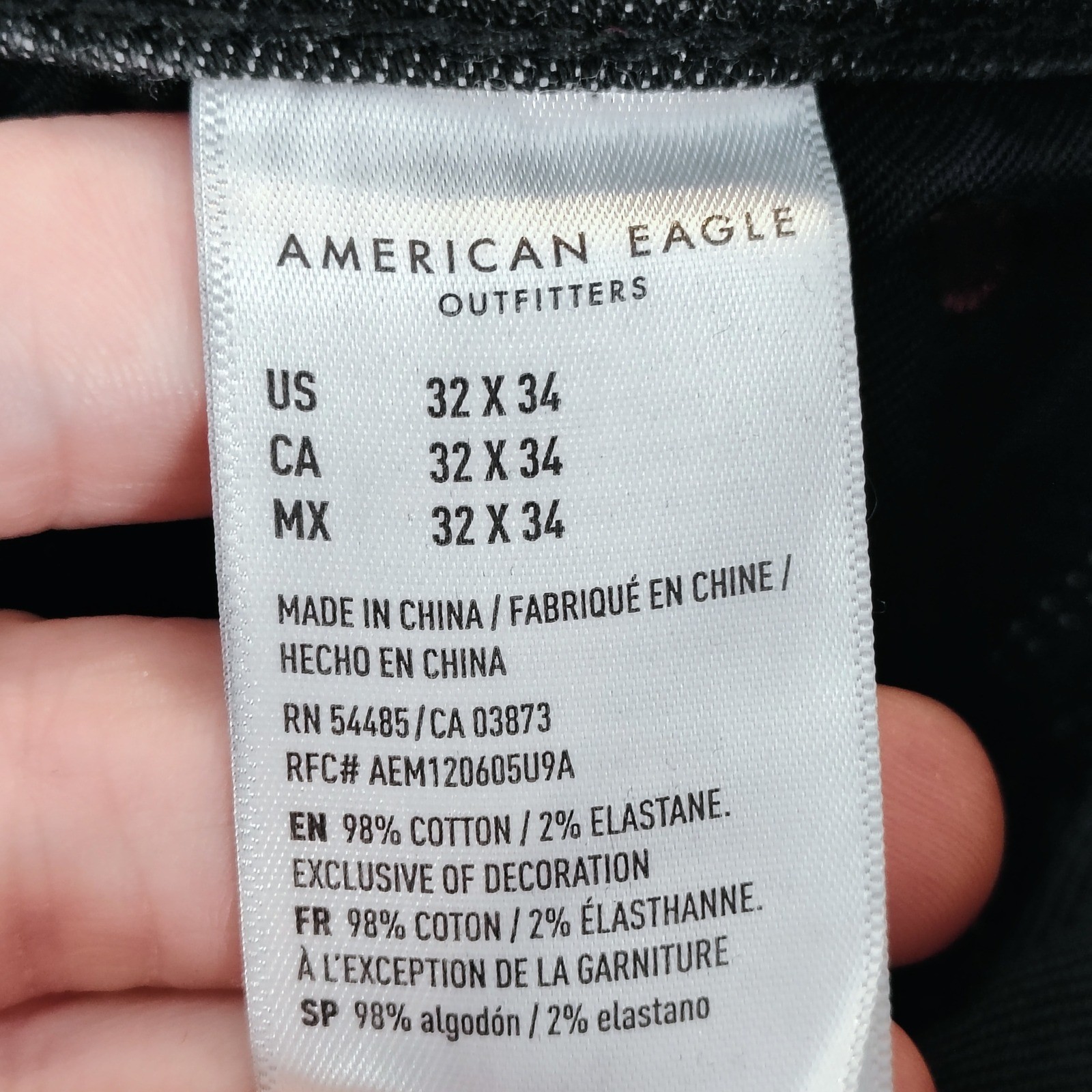 American Eagle Airflex+ Skinny Distressed Black Jeans Mens 32×33 grunge rock