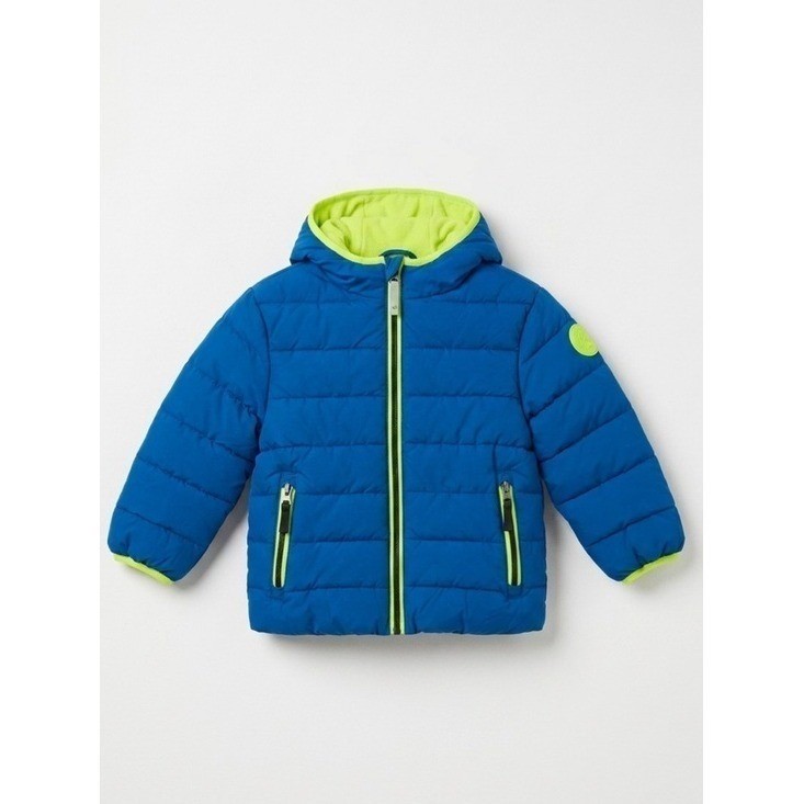 Gerry Boys 2T Blue Puffer Jacket Blue and Neon Green Winter Coat Hooded Kids
