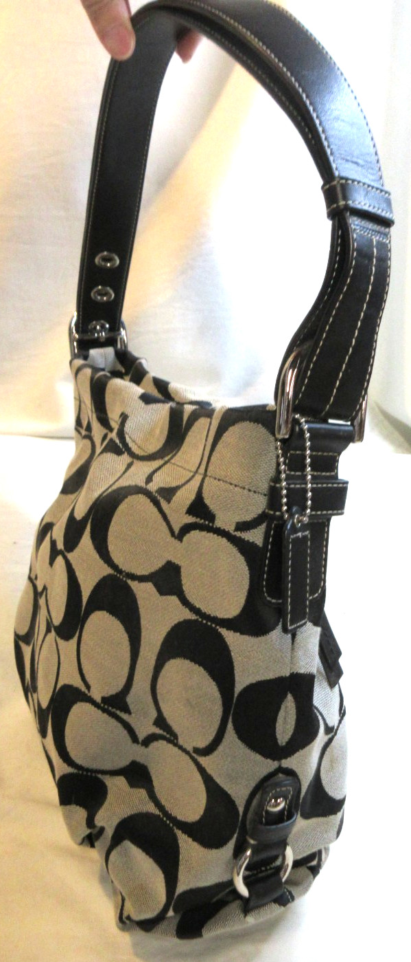 SIGNATURE “OLDER, THE GOOD STUFF”~COACH~LRG CC MONOGRAMMED PURSE~BLACK LEATHER