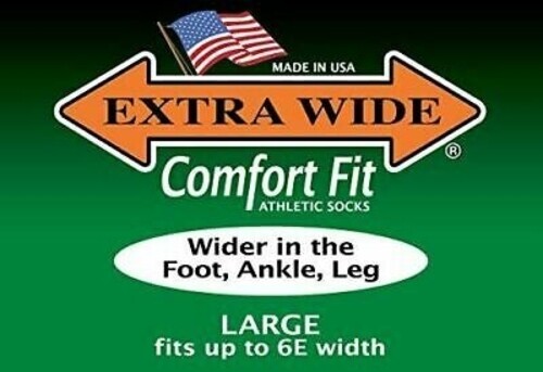 Extra Wide Comfort Athletic Socks, Size Large 12-16 WHITE 3-Pack