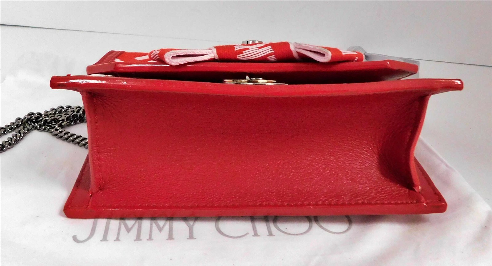 New Jimmy Choo Finley Red logo Chain Shoulder Crossbody Bag Italy
