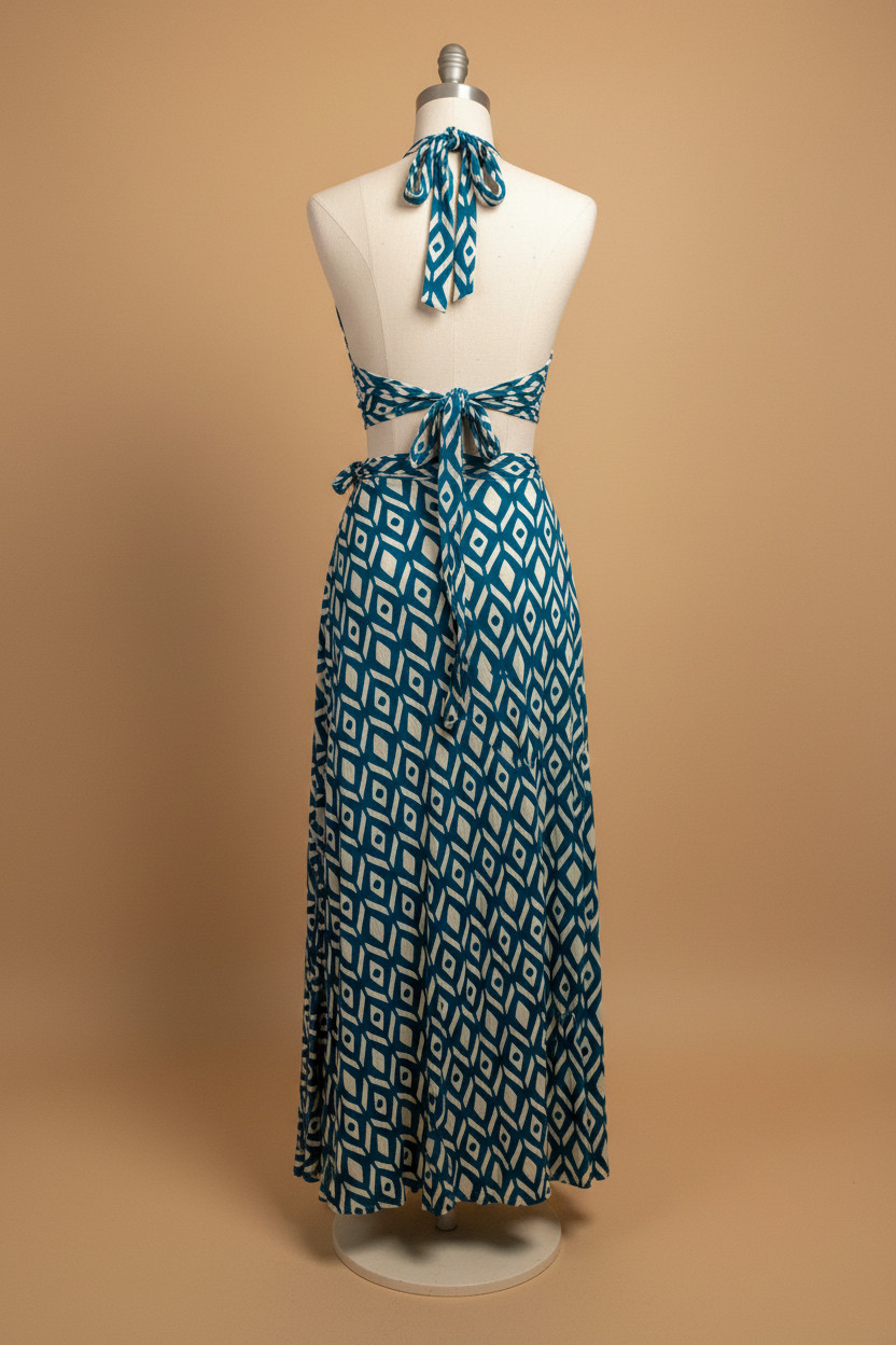 ZARTJI – Top & Wrap Skirt Set – Organic Natural Cotton, Tribal Boho Resort