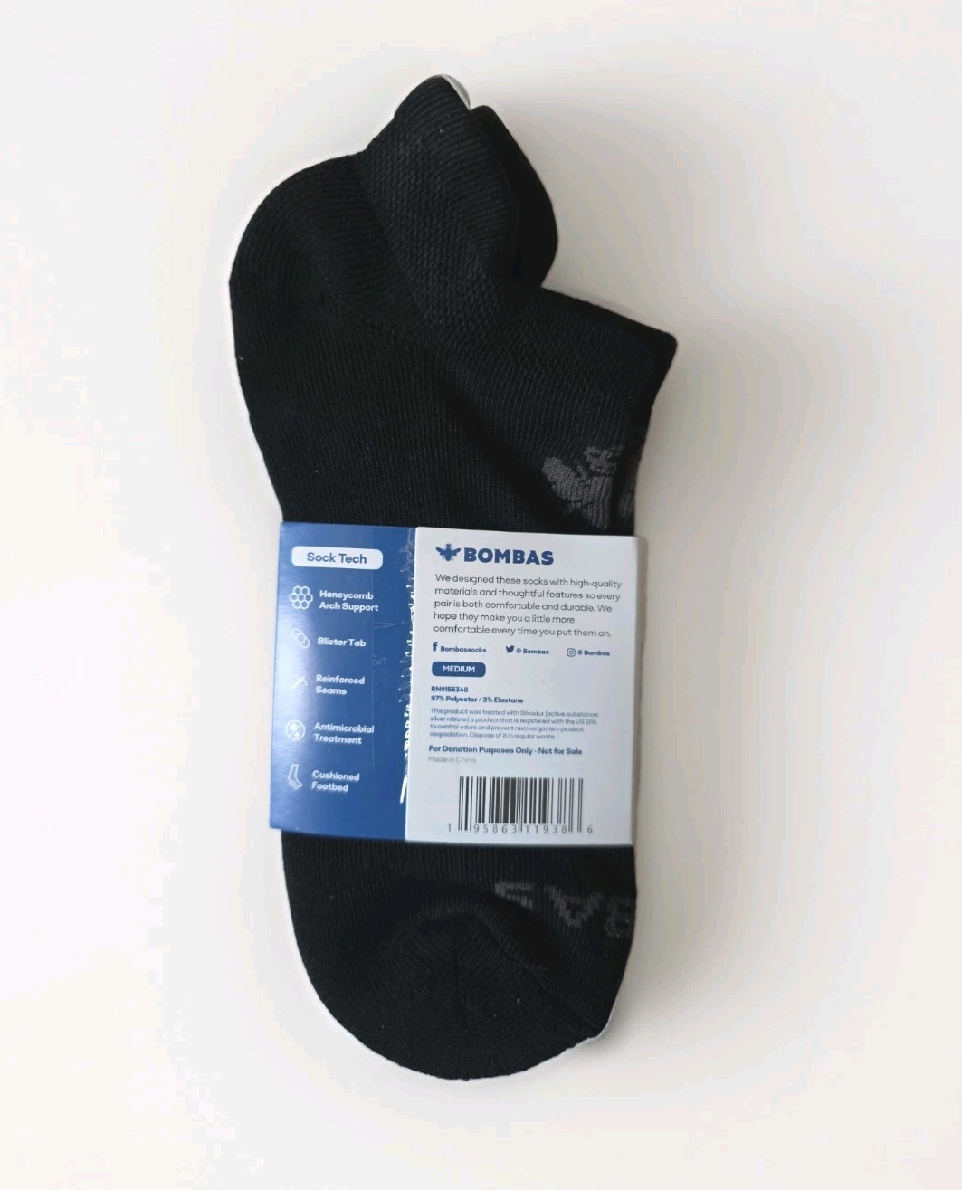 Bombas Cushioned Comfort No Show Socks 3pairs Black Medium – UNISEX – New