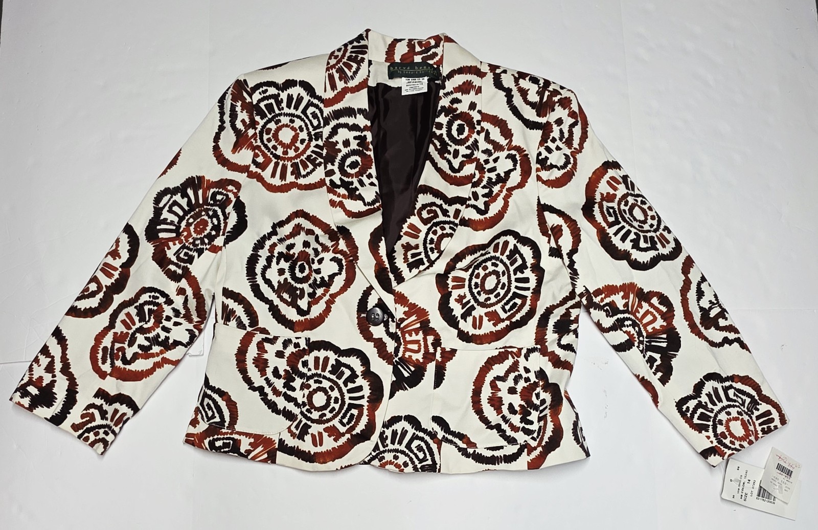 HARVE BENARD Womens Tan Brown Button Front Jacket Size 14 NWT