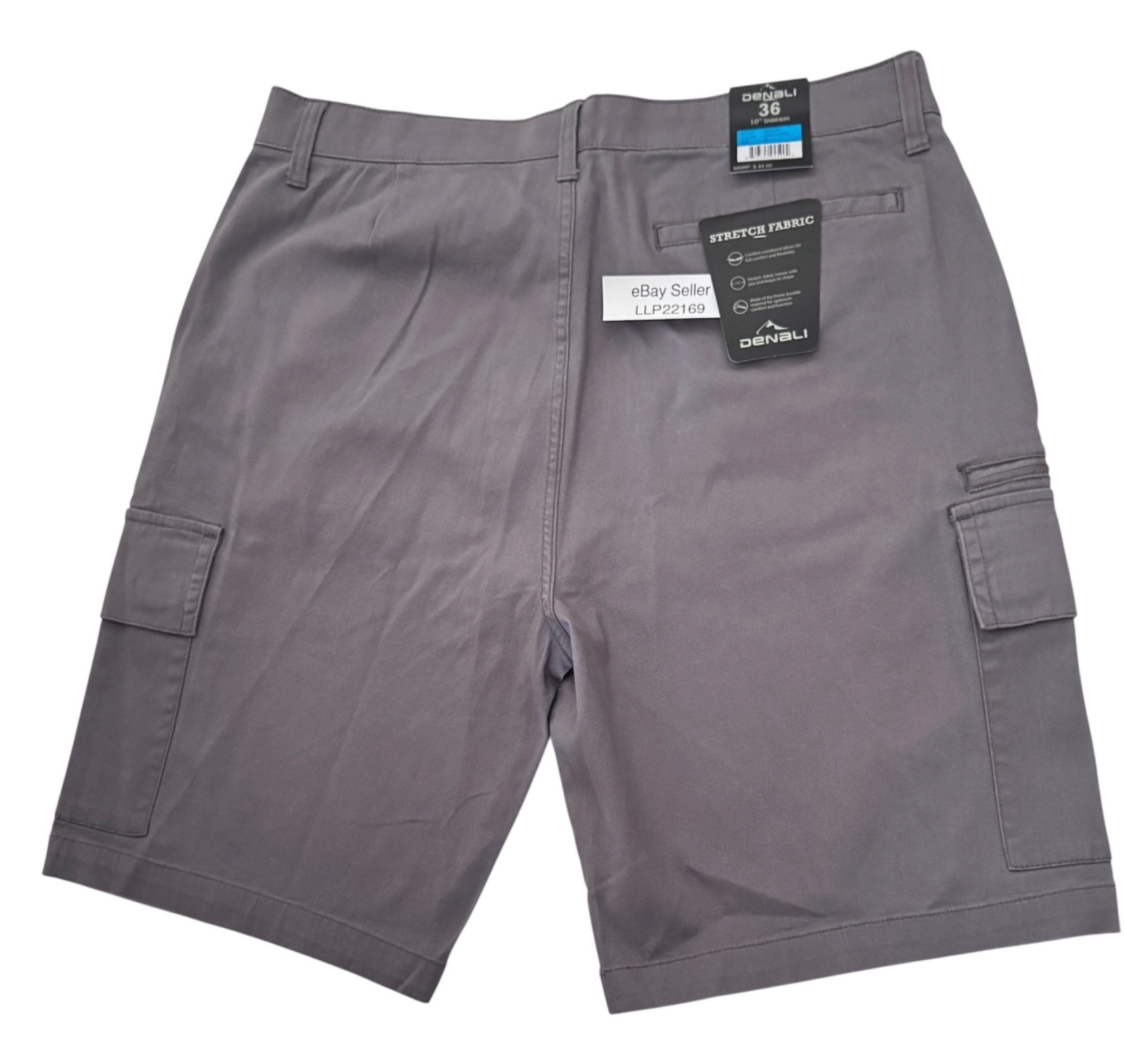 DENALI Men’s Stretch Cargo Shorts (SIZE 36) Flex Waist GREYSTONE New w/ $44 Tag