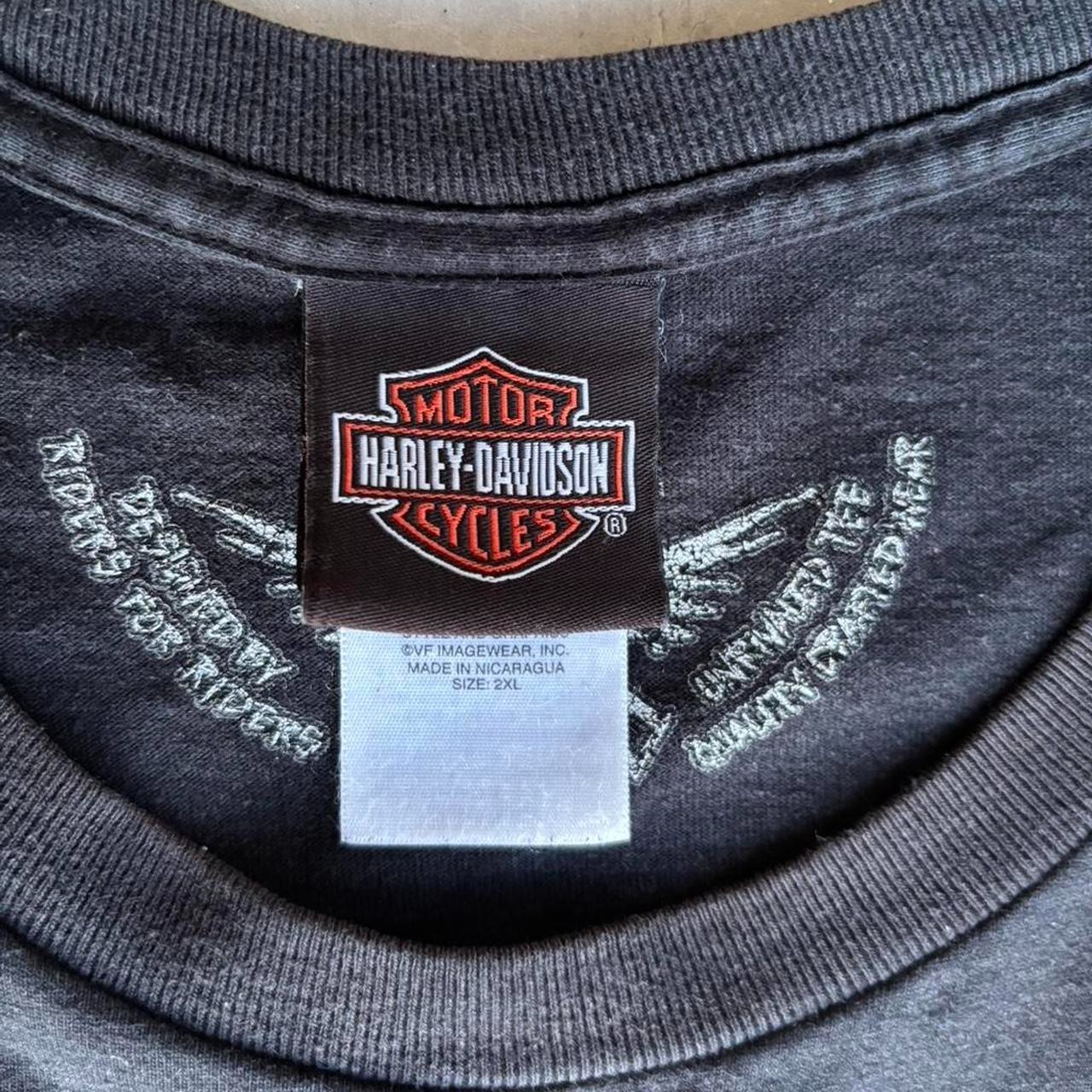 Y2K Harley Davidson Black Flame Skull AOP Waco Texas Biker T Shirt Mens Size XXL