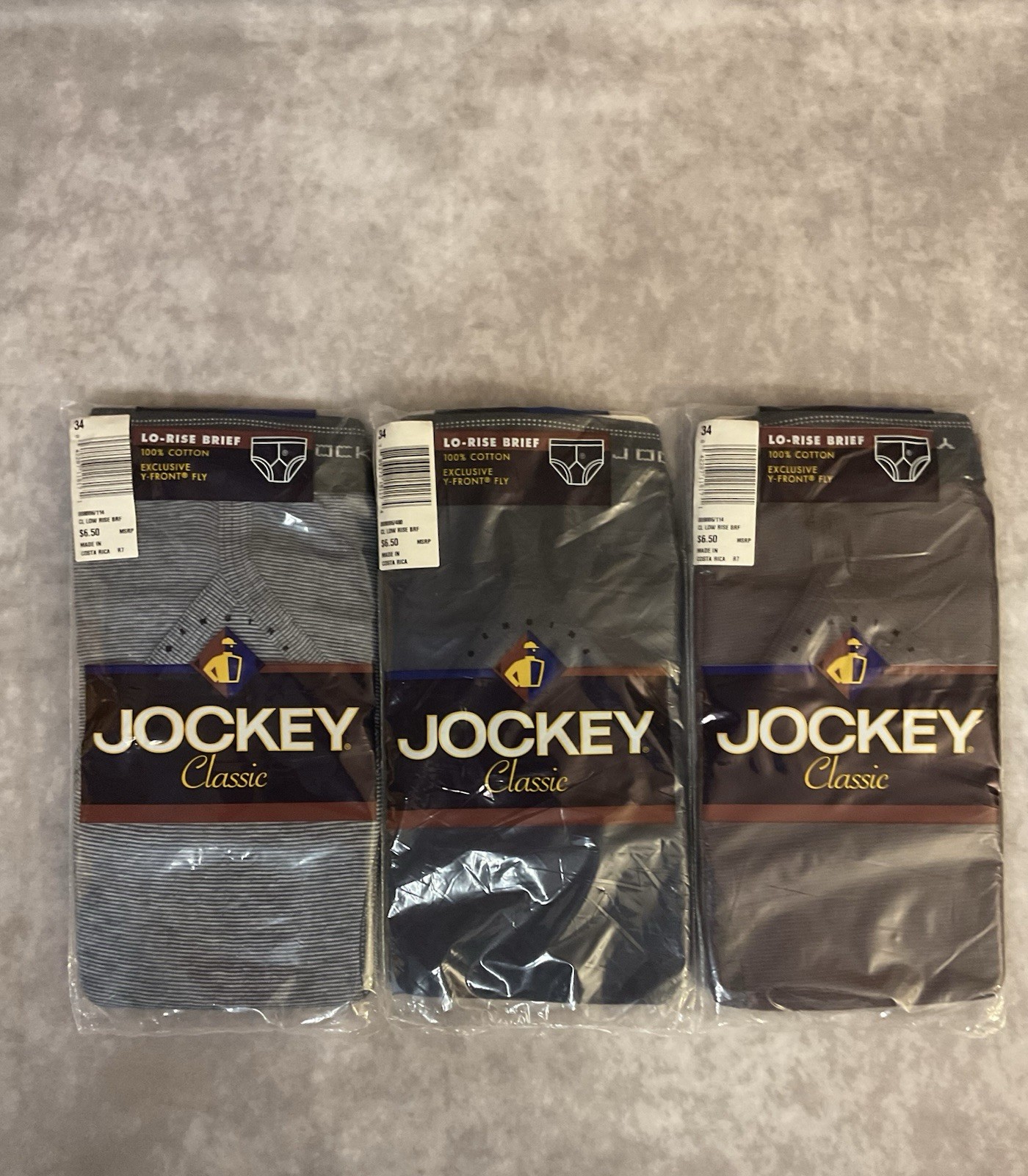 VINTAGE JOCKEY CLASSIC 100% COTTON LOW RISE BRIEFS Y-FRONT FLY SIZE 34 LOT OF 3