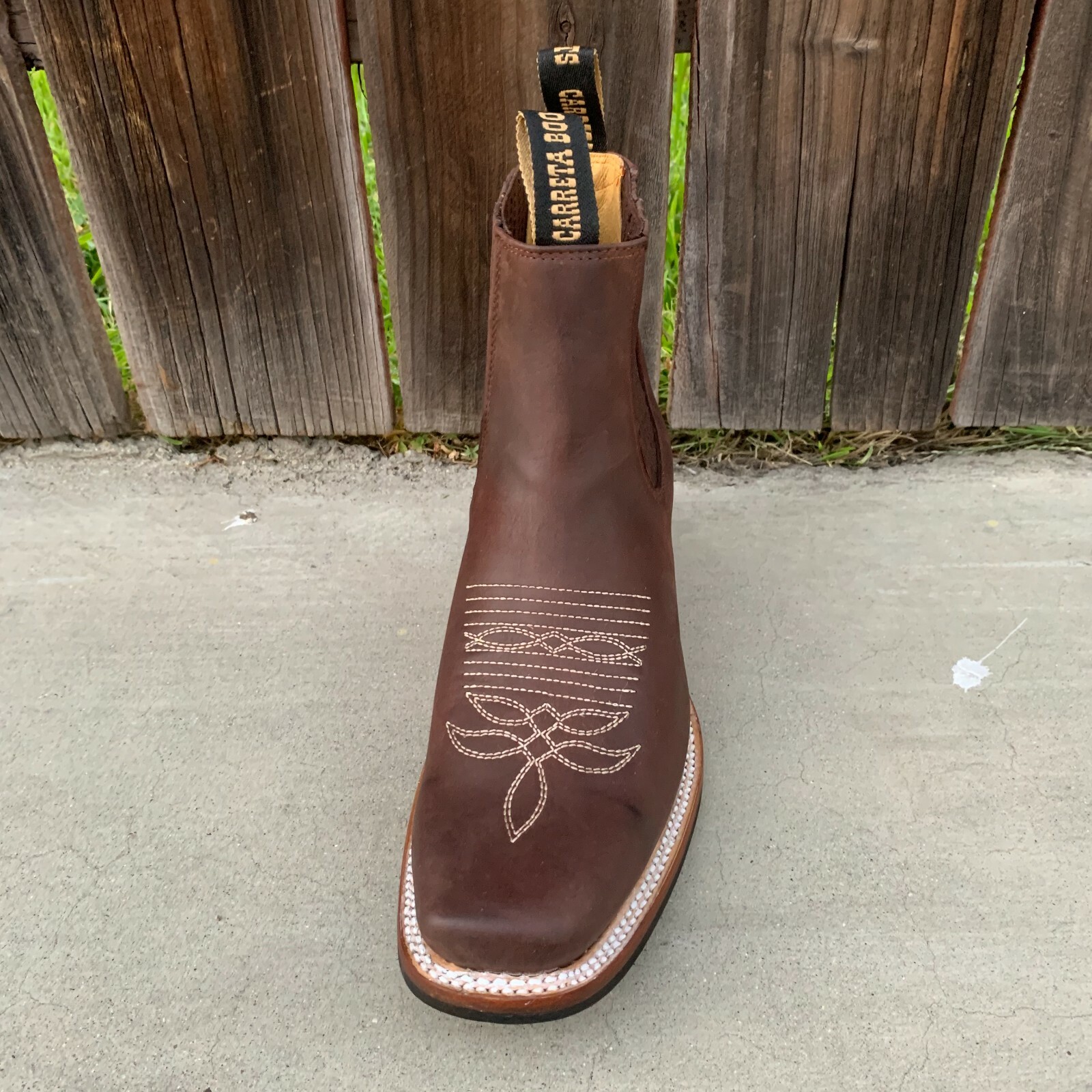 MEXICAN BOTINES MENS BOTIN COWBOY LEATHER RODEO SLIP ON ANKLE SQUARE TOE BOOTS