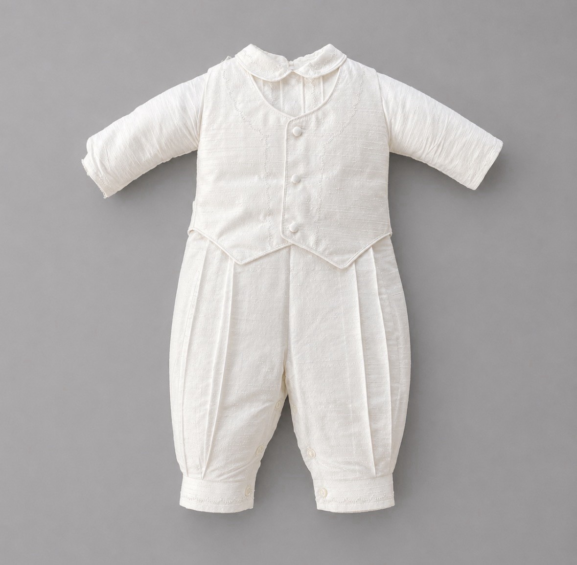 PICCOLO BACIO Baby Boy 6M Ivory Silk Dupioni Christening Baptism Outfit NEW