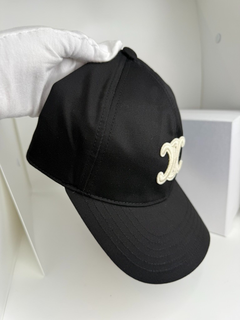 Celine Triomphe Black/Cream Adjustable Baseball Cap Women’s Medium