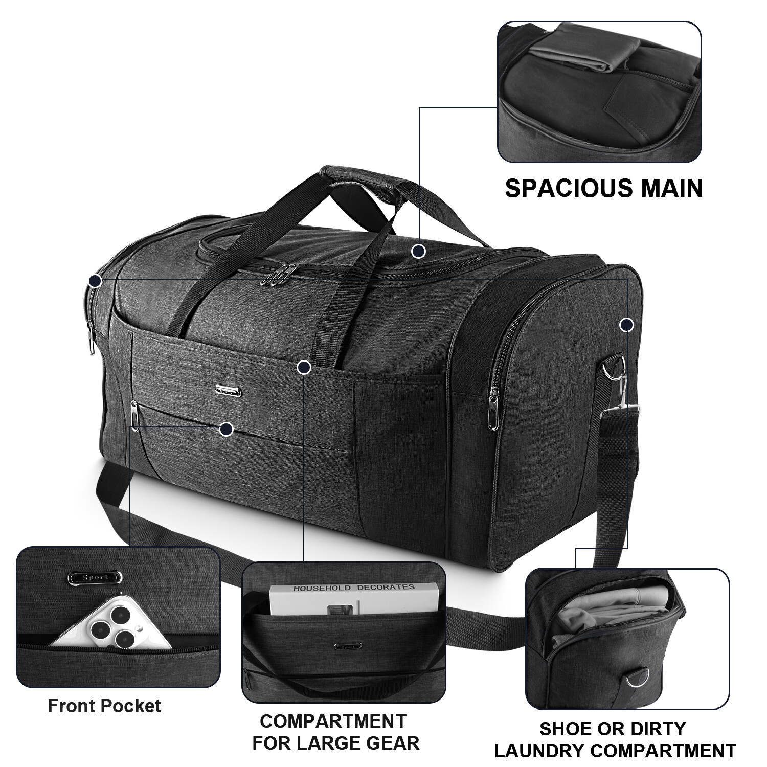 Military Canvas Duffle Bag-Heavy-Duty Gym&Travel Luggage with Shoulder Strap 92L
