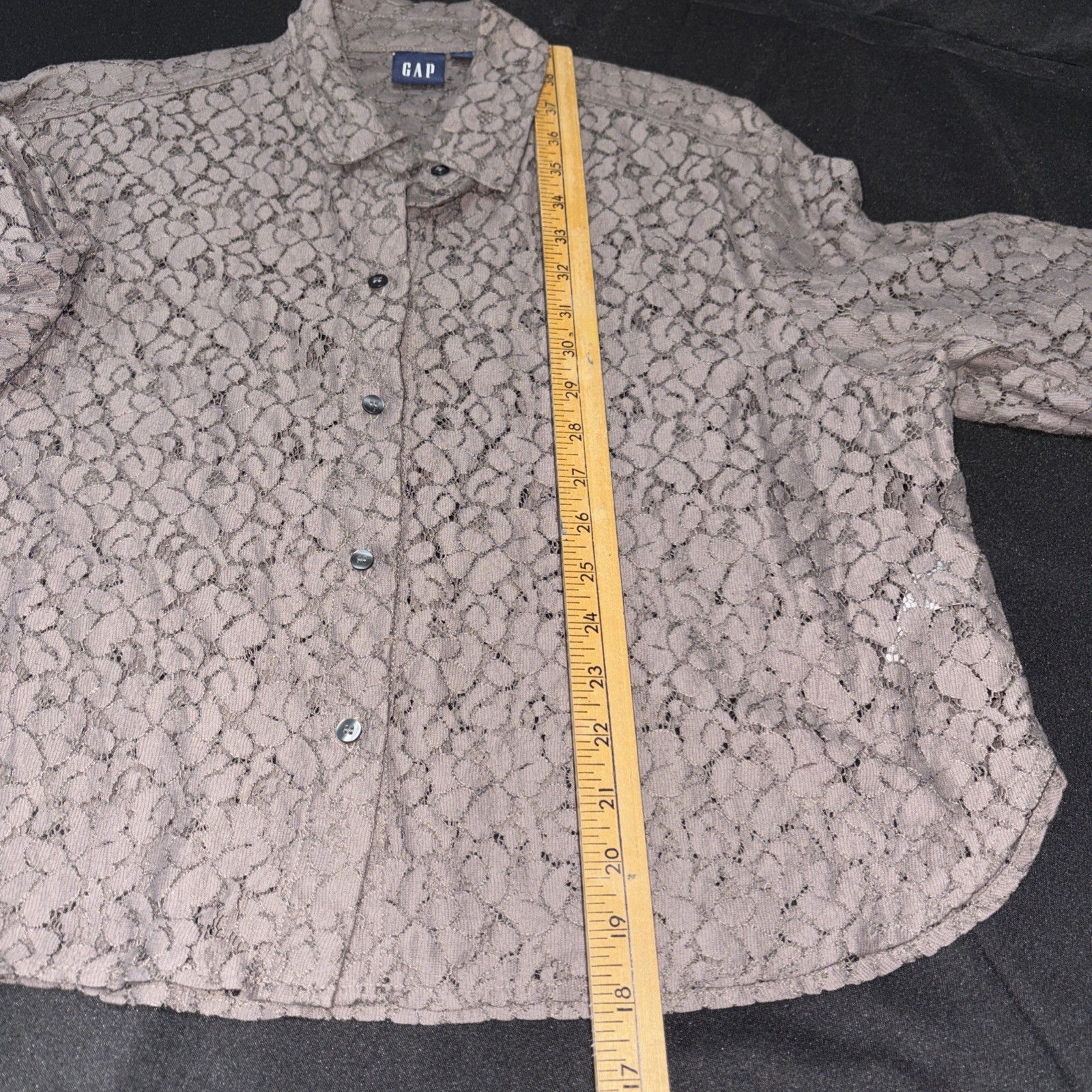Gap Size Medium Gray Lace Button Up Top