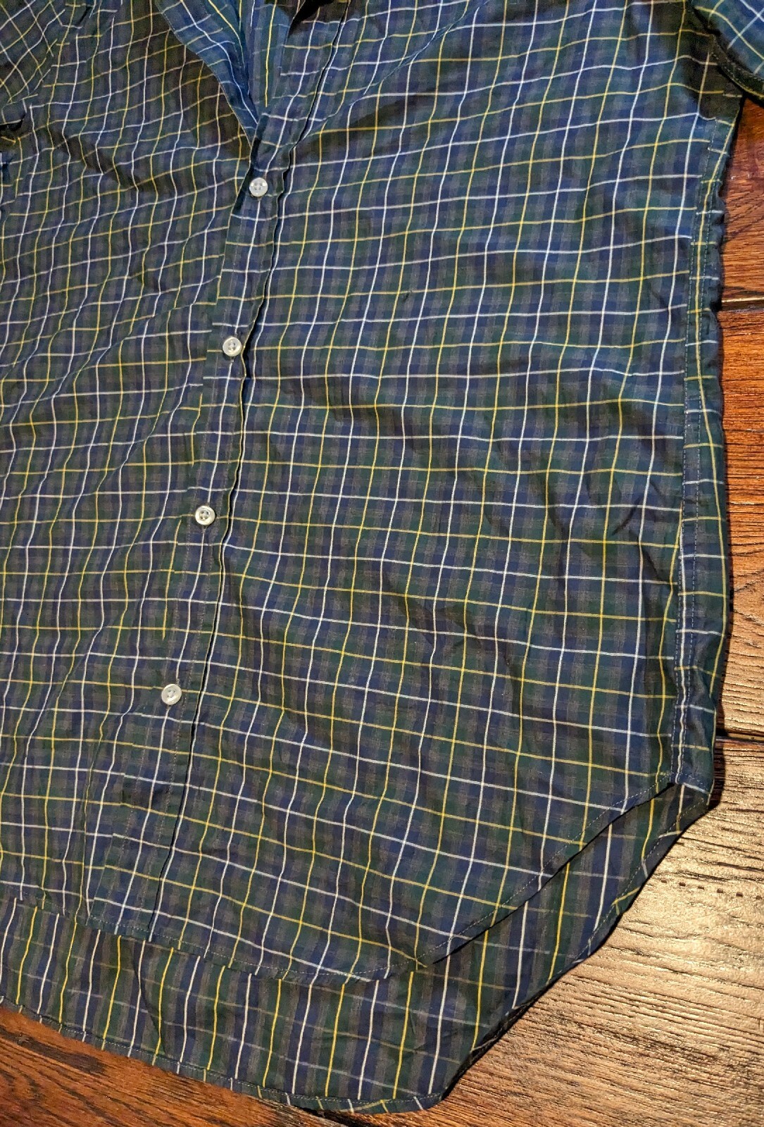 Frank & Eileen Frank Classic Button-Up Shirt Gray Blue Green Plaid Size Small