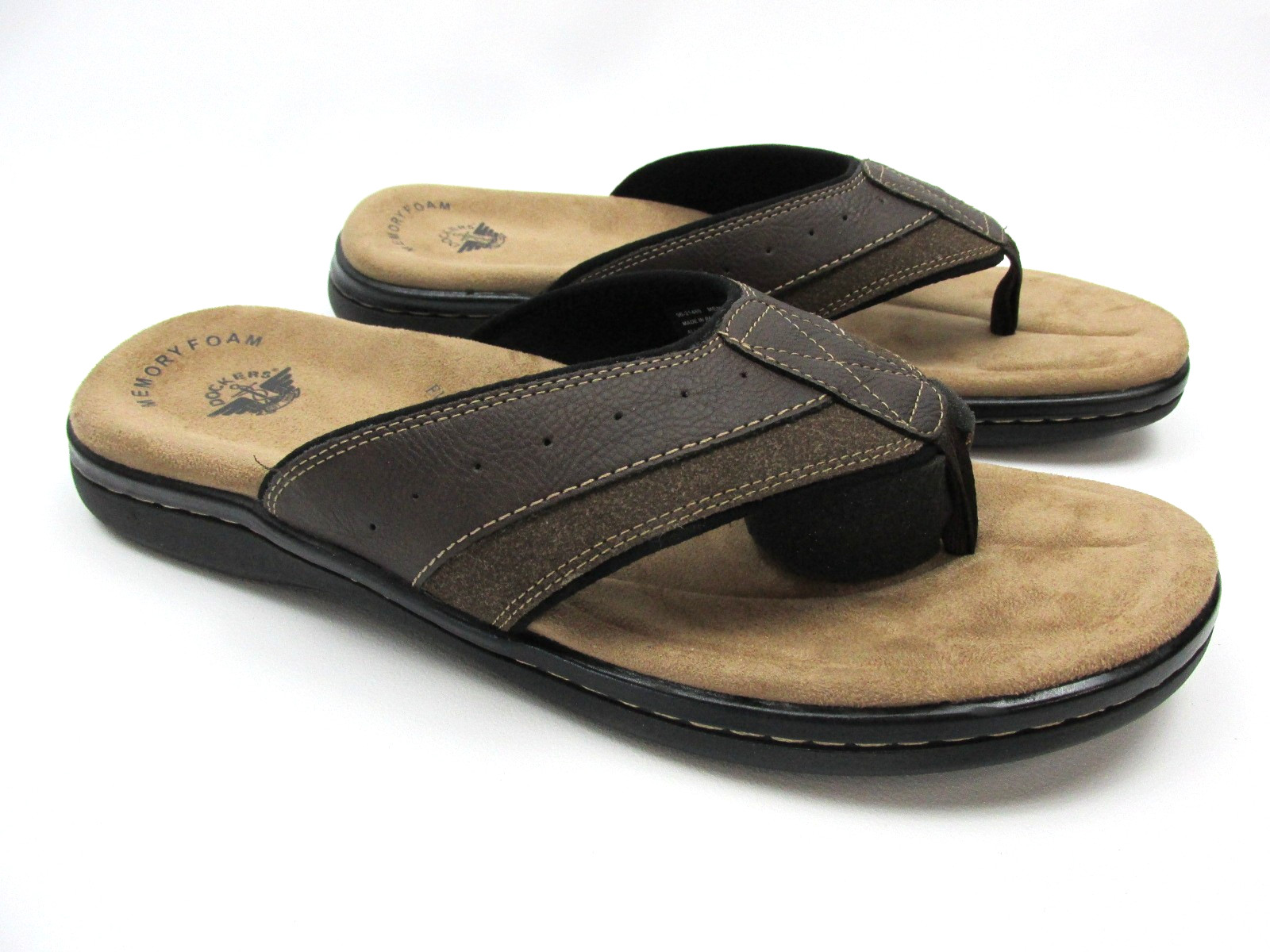 Dockers Laguna Casual Thong Sandals Brown Memory Foam Fusion Footbed Men’s 13