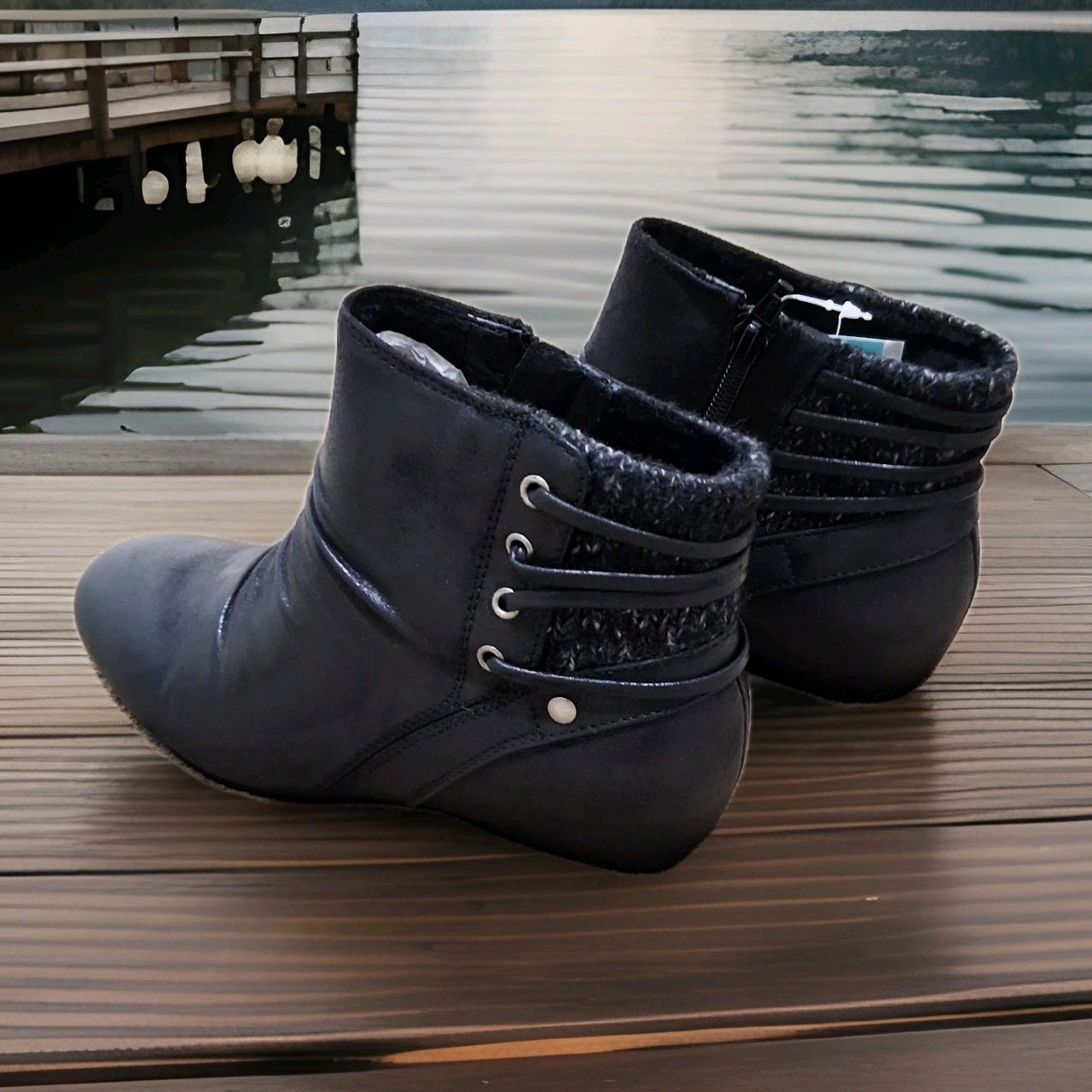 BareTraps Peanut Black Zip Ankle Bootie Womens US 6M Rebound Technology #0198