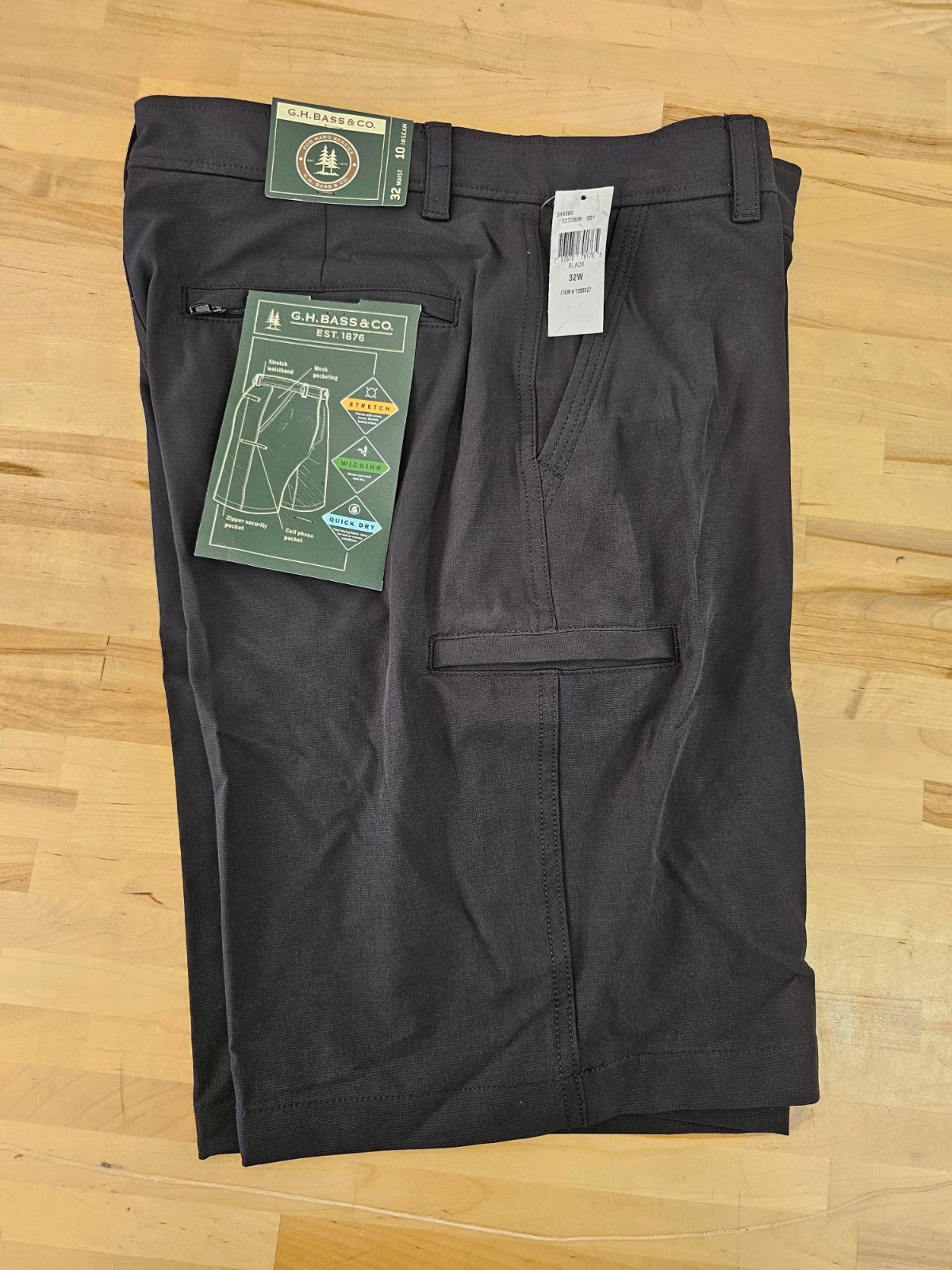 32 WAIST – BLACK – GH Bass Men’s Stretch Quick Dry Wicking Cargo Shorts