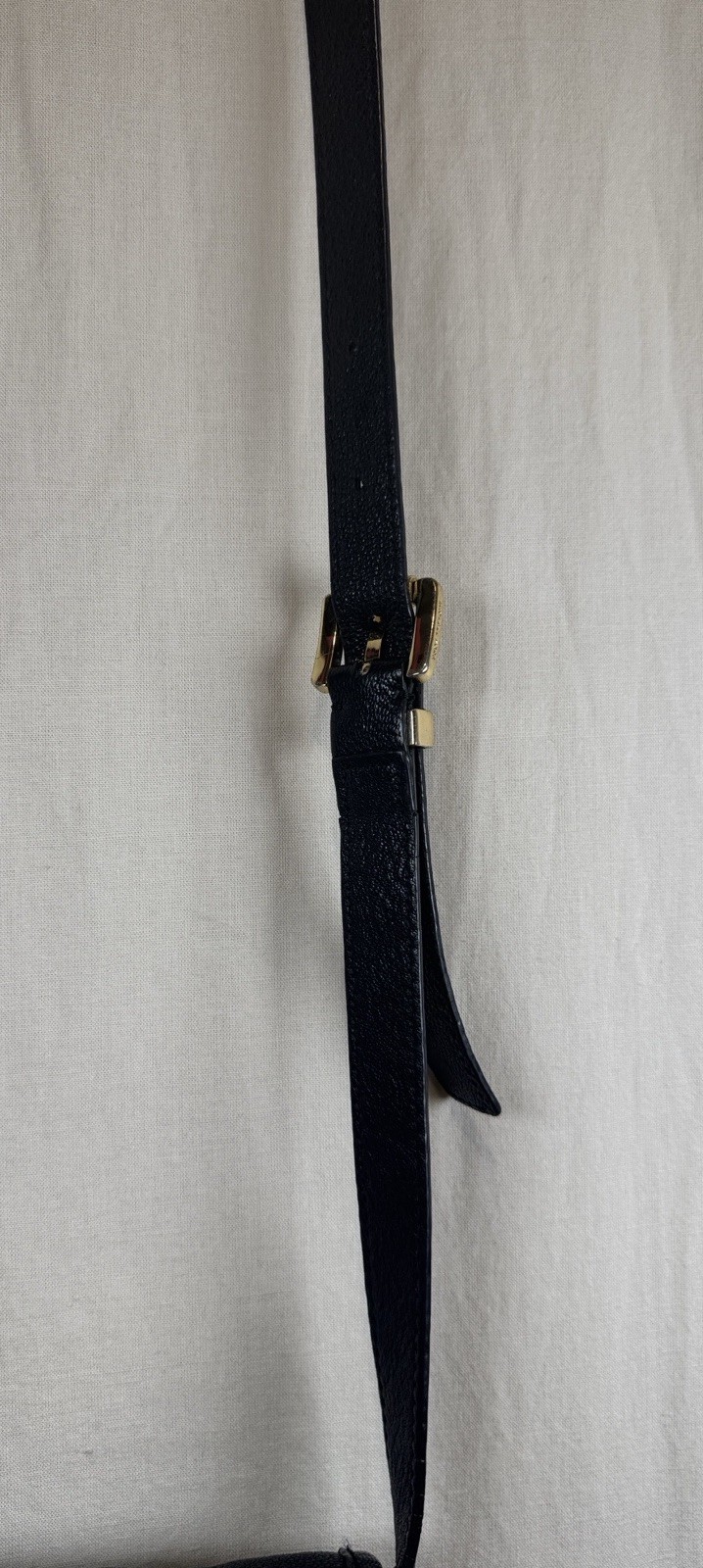 Michael Kors Black Leather Small Saddle Crossbody Bag Gold Buckle