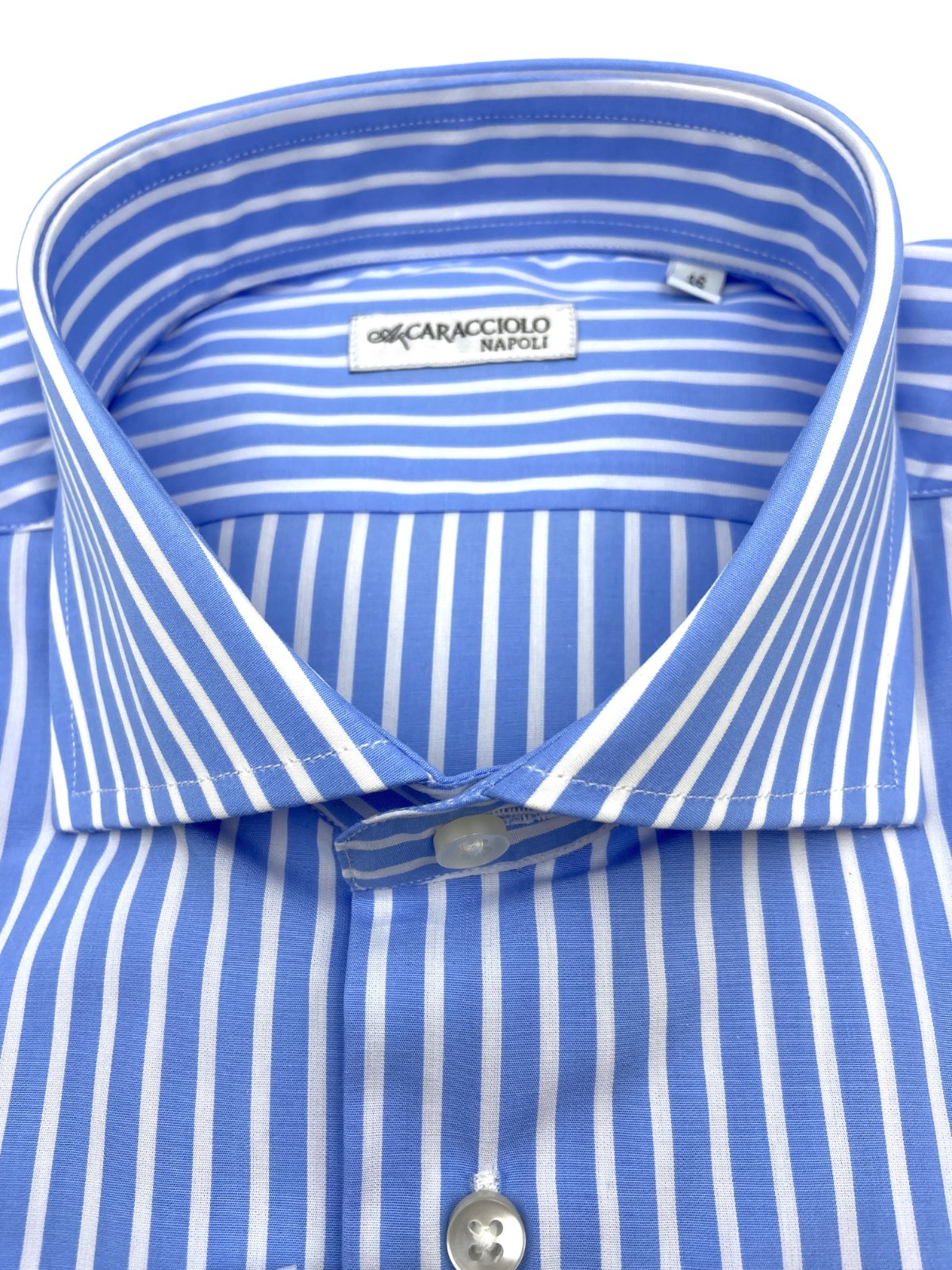 100% Cotton Shirt – Wide Stripes Blue & White | A. Caracciolo