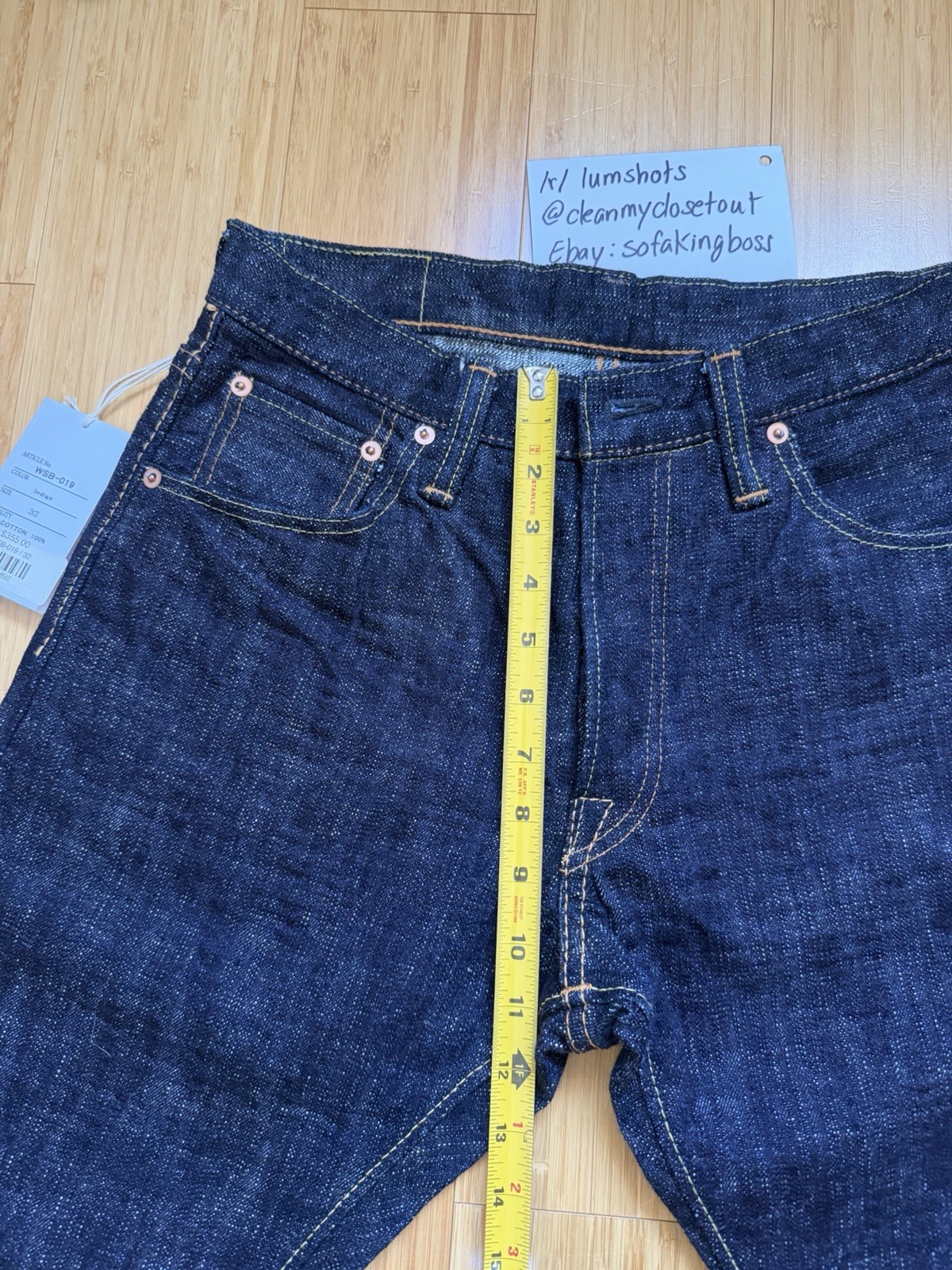 NEW PBJ WSB-019 16 oz Slubby Relax Tapered size 32 (Measures 30) Pure Blue Japan