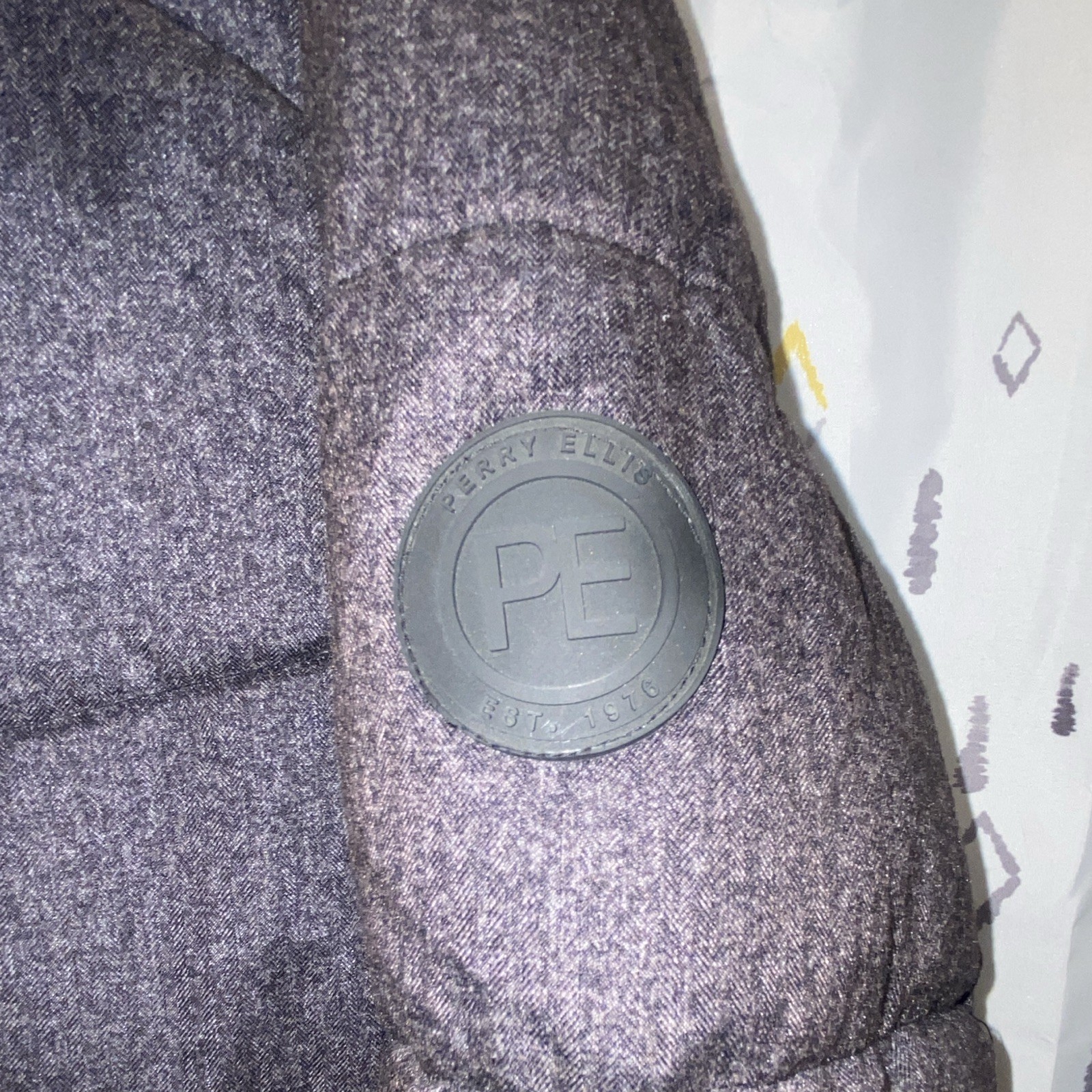 Perry Ellis Portfolio Men’s XXL Gray Hooded Puffer Jacket Full Zip Fur Trim