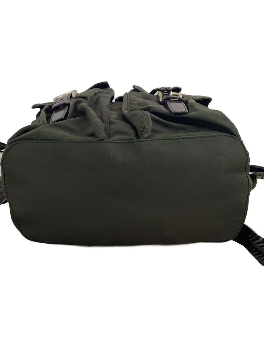 PRADA Backpack Triangle Plate Drawing Bag Nylon KHK Solid