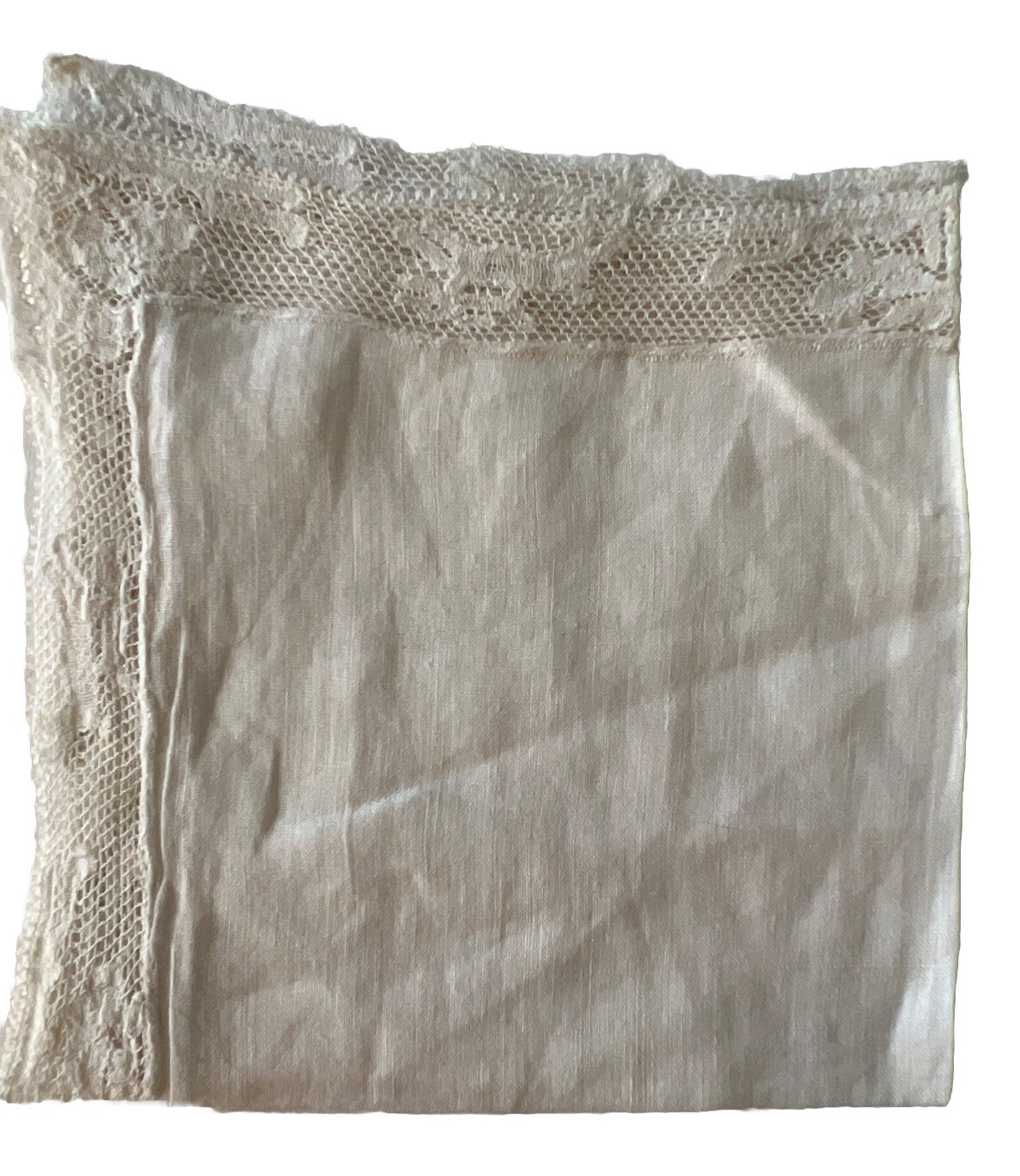 Antique Dog Design Hand Made Fine Linen & Lace Handkerchief 9 Inch Unique