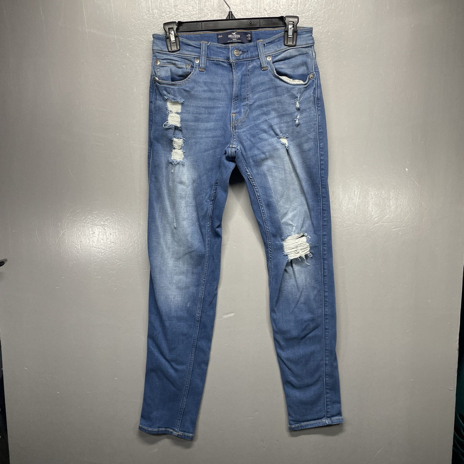 Hollister Advance Stretch Skinny Distressed Blue Jeans Men 29×32